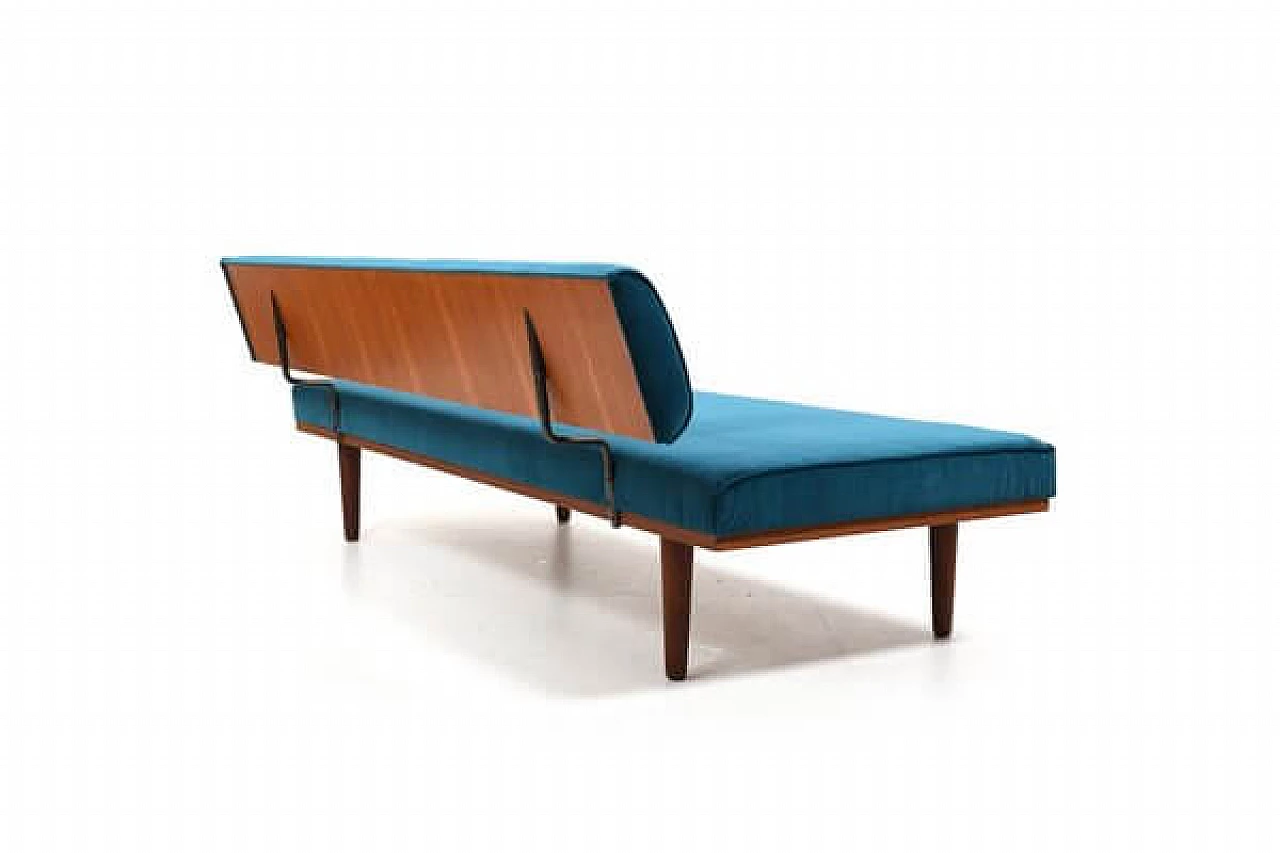 SH7 teak and velvet dormeuse by Haslev Møbelsnedkeri, 1950s 3