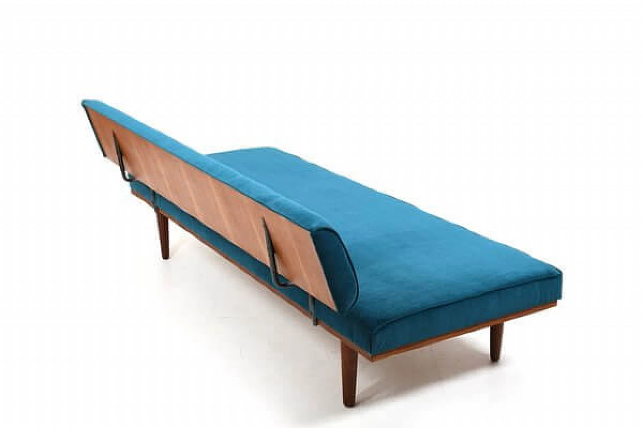 SH7 teak and velvet dormeuse by Haslev Møbelsnedkeri, 1950s 4