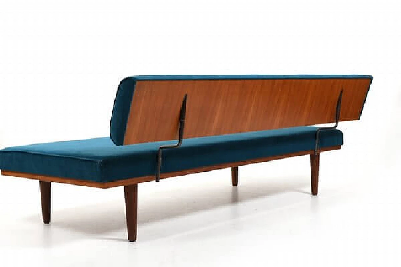 SH7 teak and velvet dormeuse by Haslev Møbelsnedkeri, 1950s 5