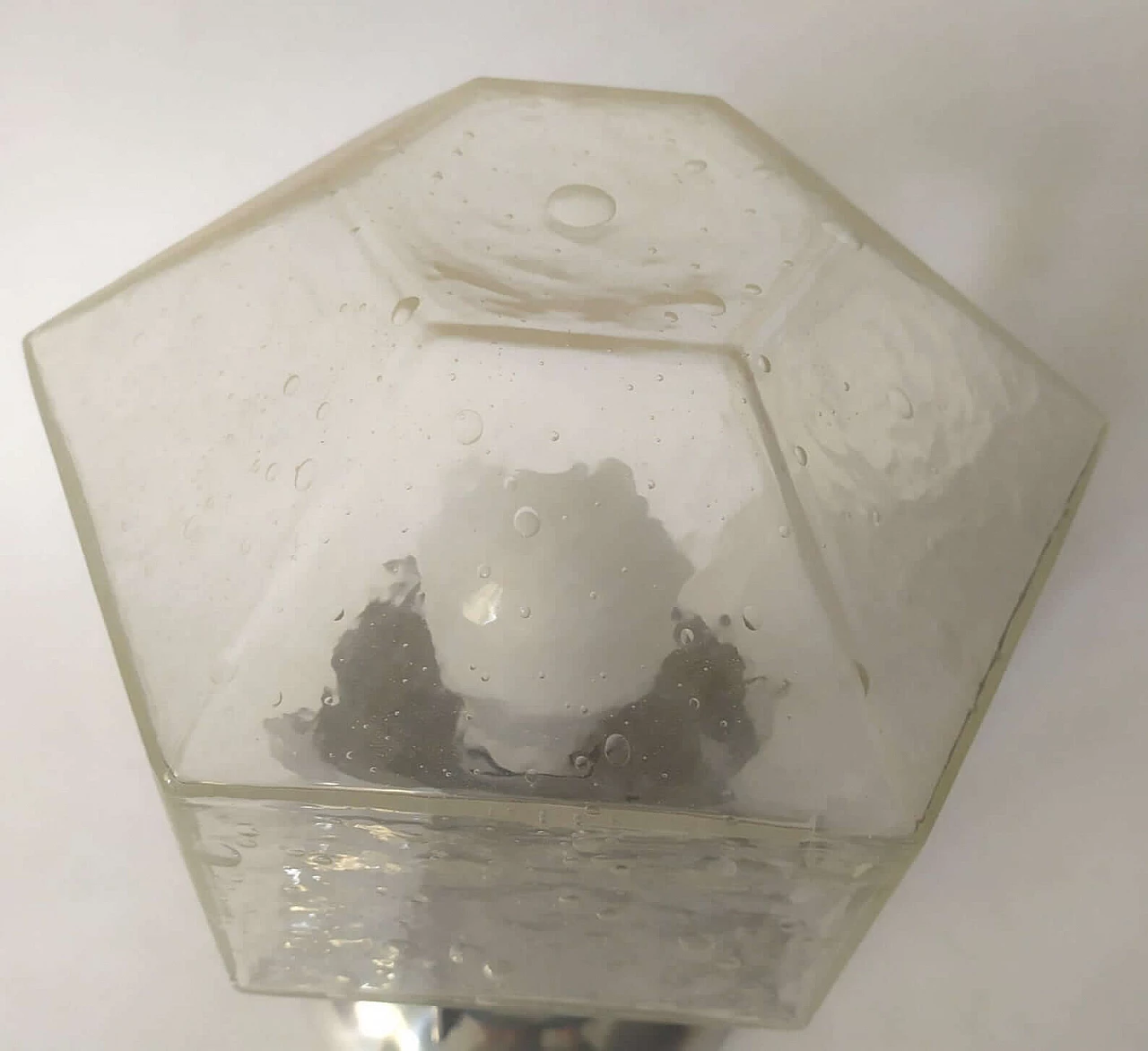 Lampada da tavolo Cubic in vetro con base cromata di Gaetano Sciolari, anni '70 4