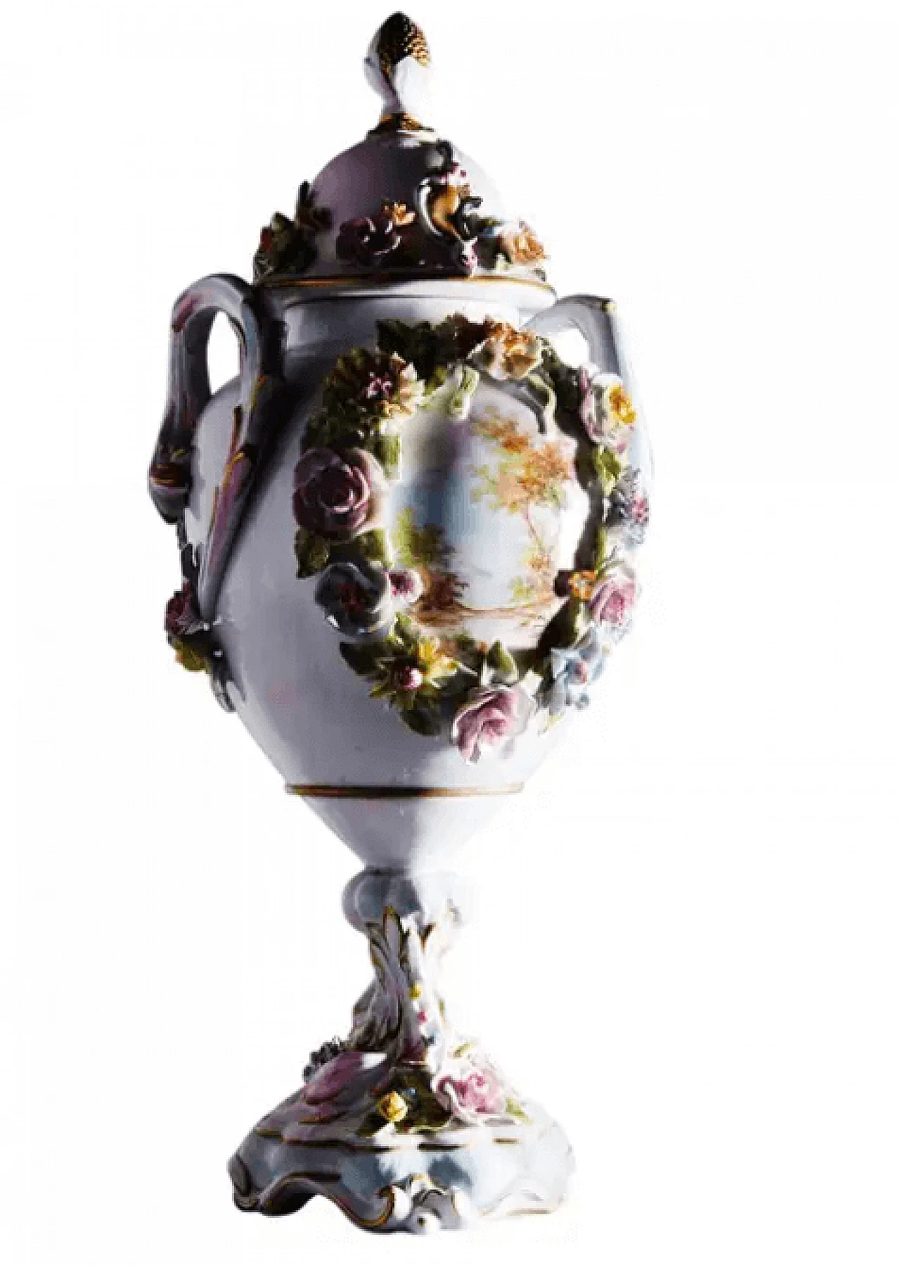 Capodimonte porcelain vase with lid, mid-20th century 1