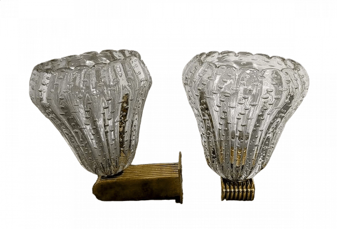Pair of bulb glass wall lamps by Barovier & Toso, 1940s 10