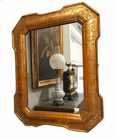 Louis Philippe mirror in pure gold wood, second half of the 19th century