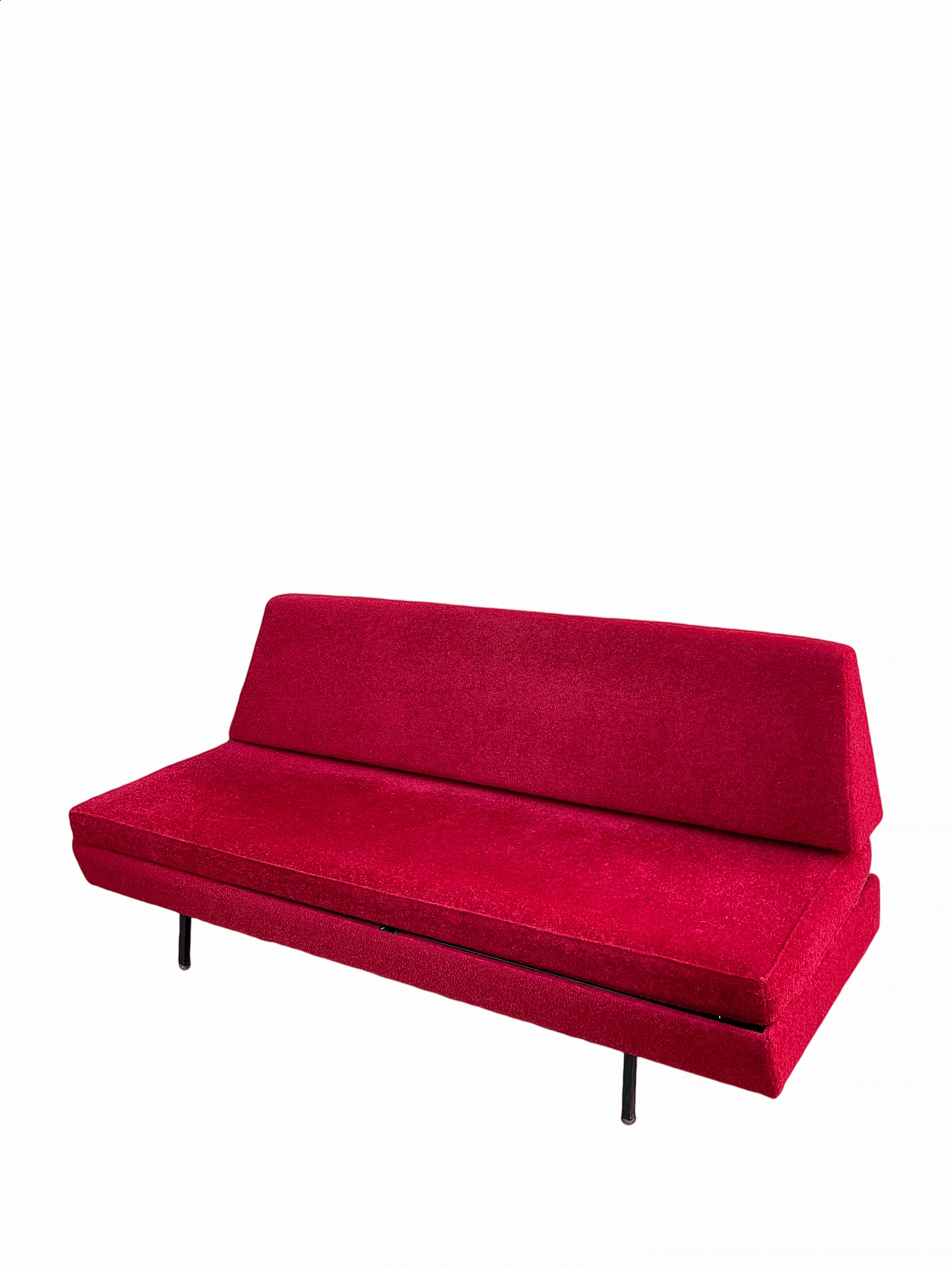 Metal and red fabric sofa bed, 1950s 19