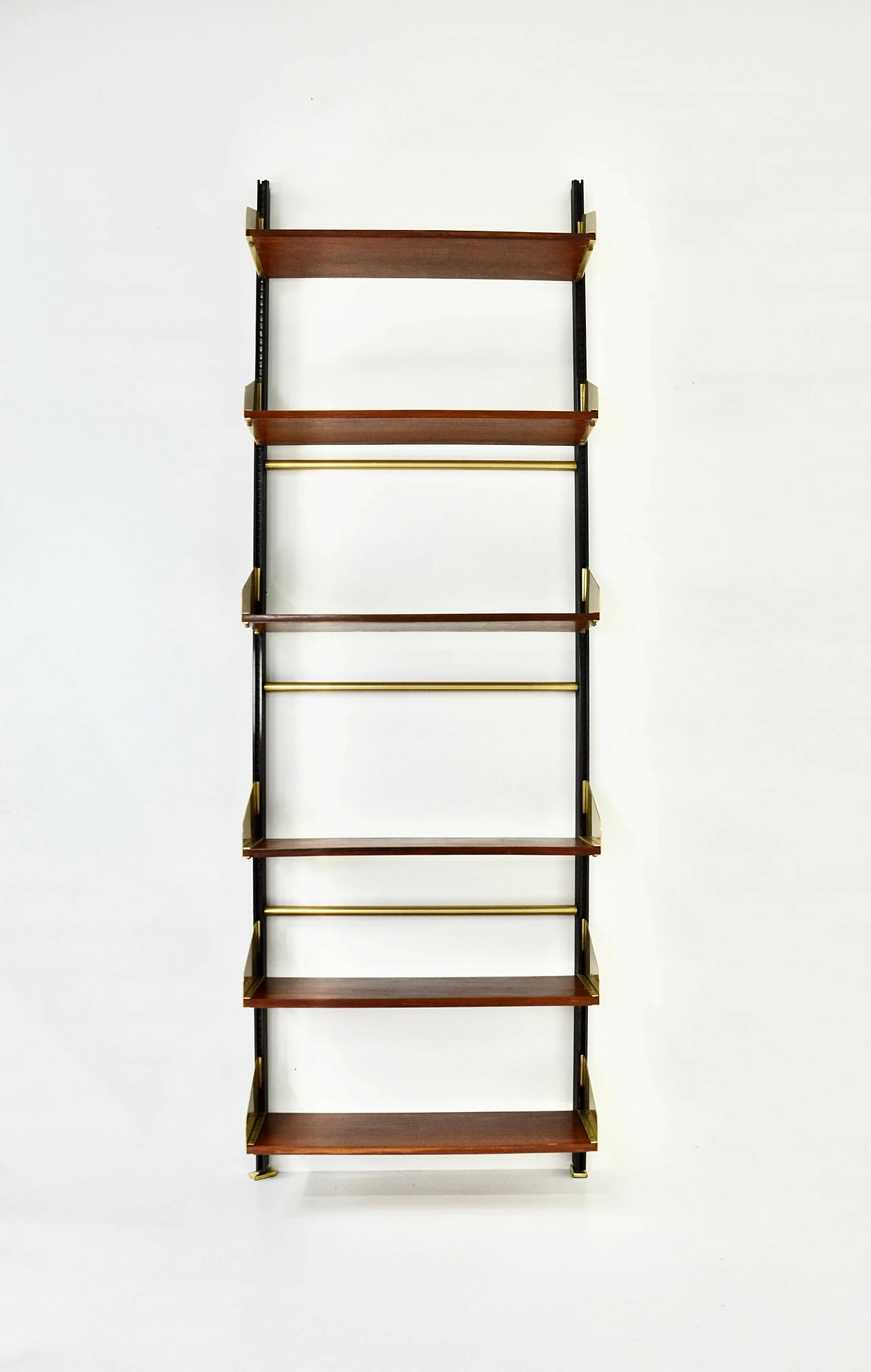 Wood and metal modular hanging bookcase by Feal, 1950s 1