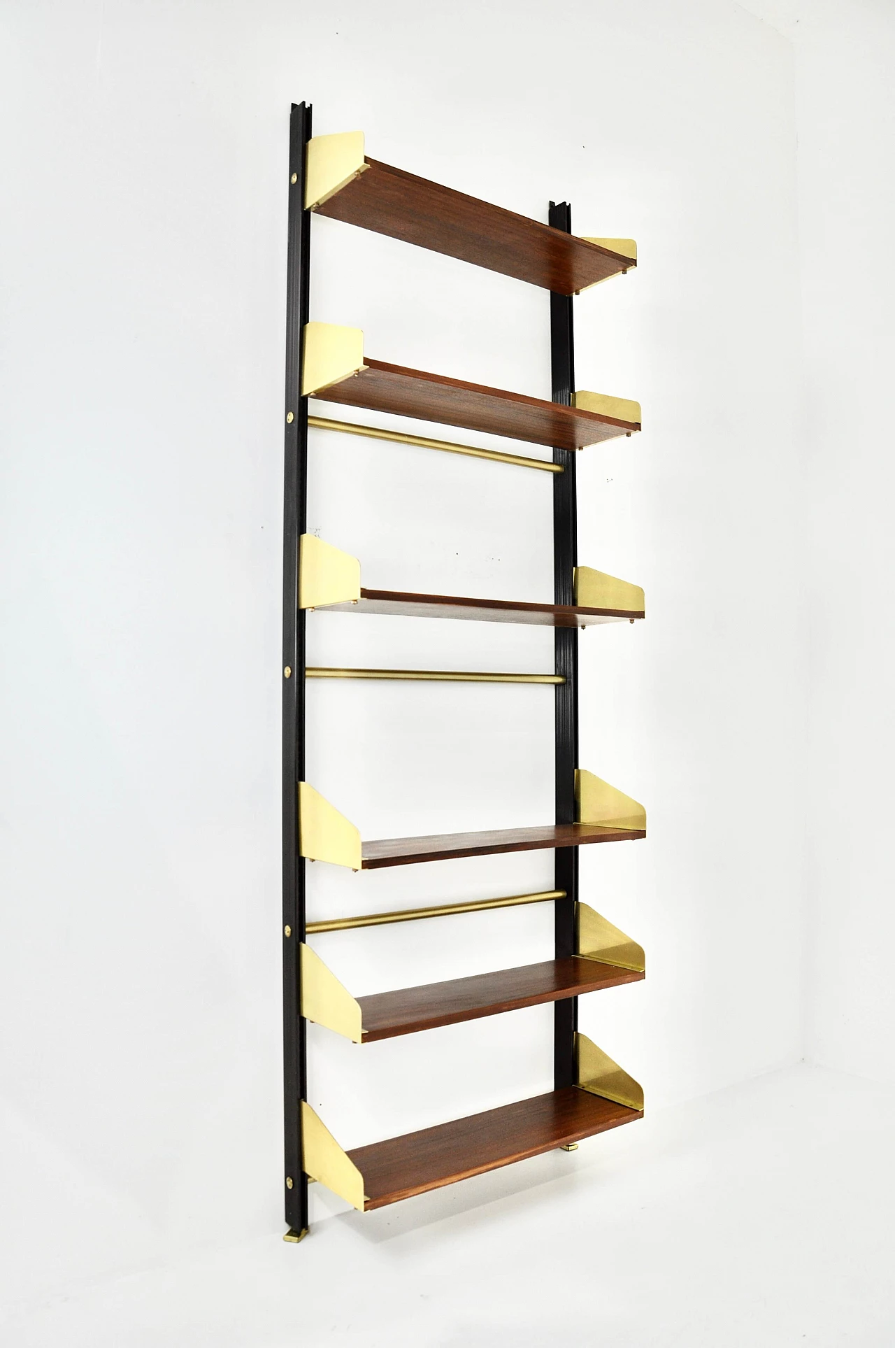 Wood and metal modular hanging bookcase by Feal, 1950s 2