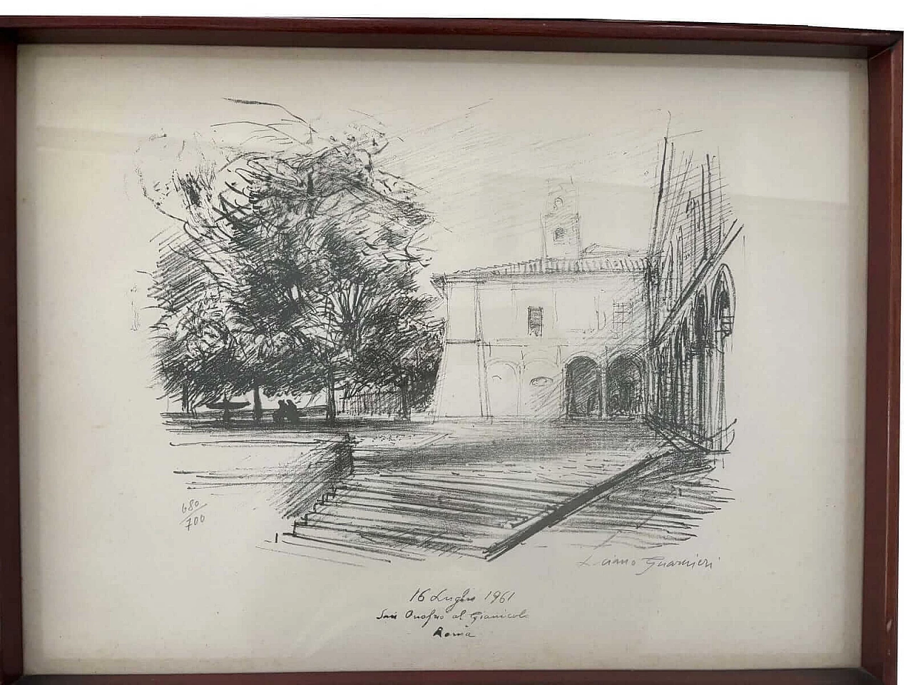 Luciano Guarnieri, Church of Sant'Onofrio al Gianicolo, pencil drawing, 1961 6