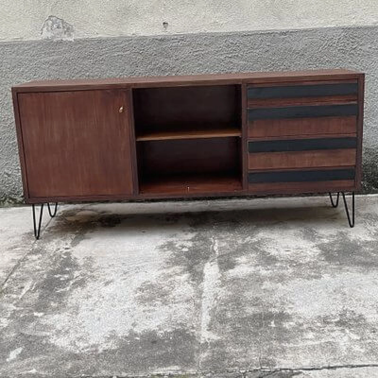 Credenza in legno, metallo e laminato, anni '50 2