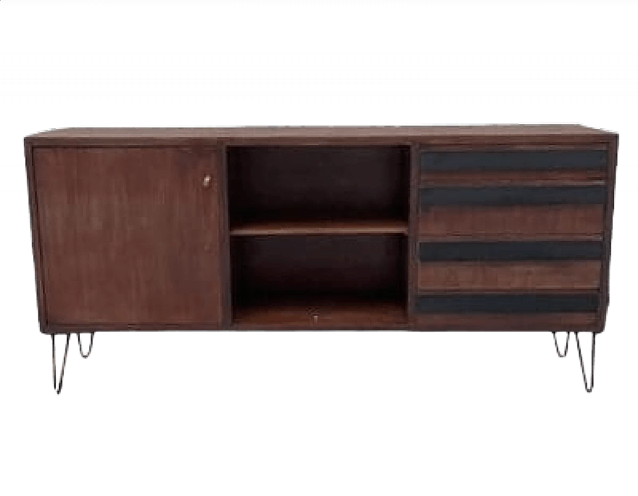 Credenza in legno, metallo e laminato, anni '50 10