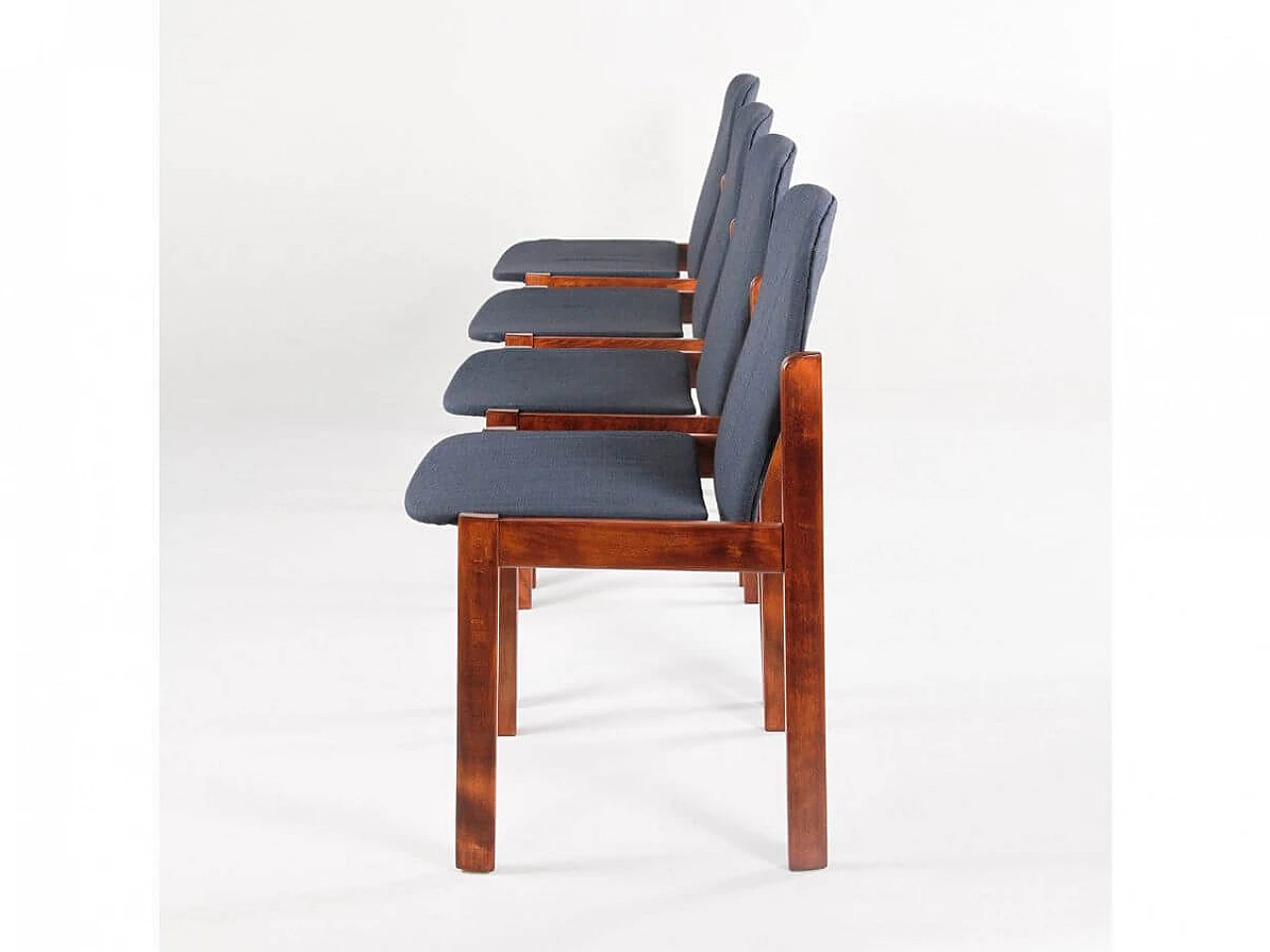 4 Chairs in wood and fabric, 1960s 4