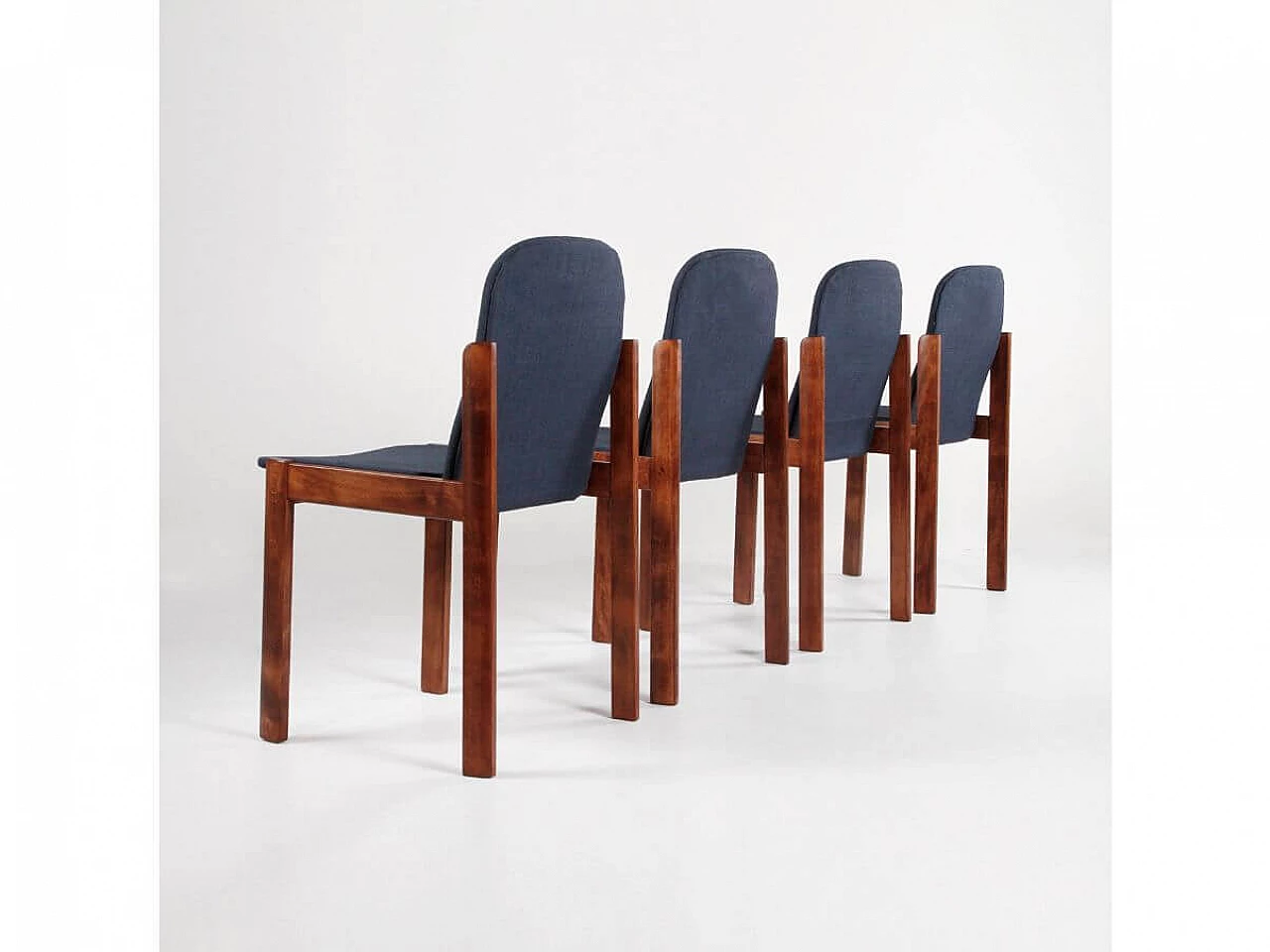 4 Chairs in wood and fabric, 1960s 5