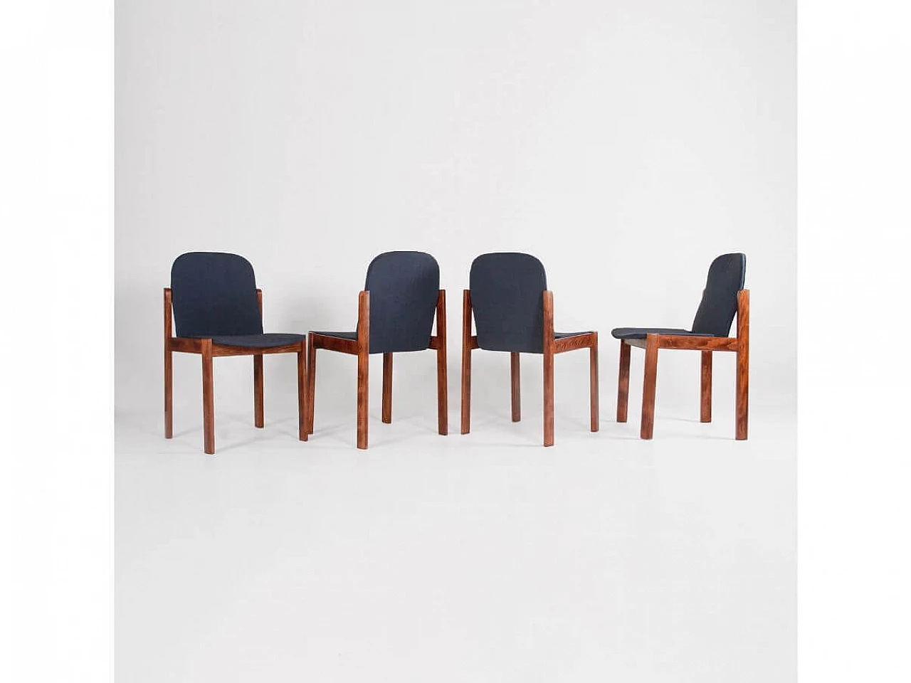 4 Chairs in wood and fabric, 1960s 6