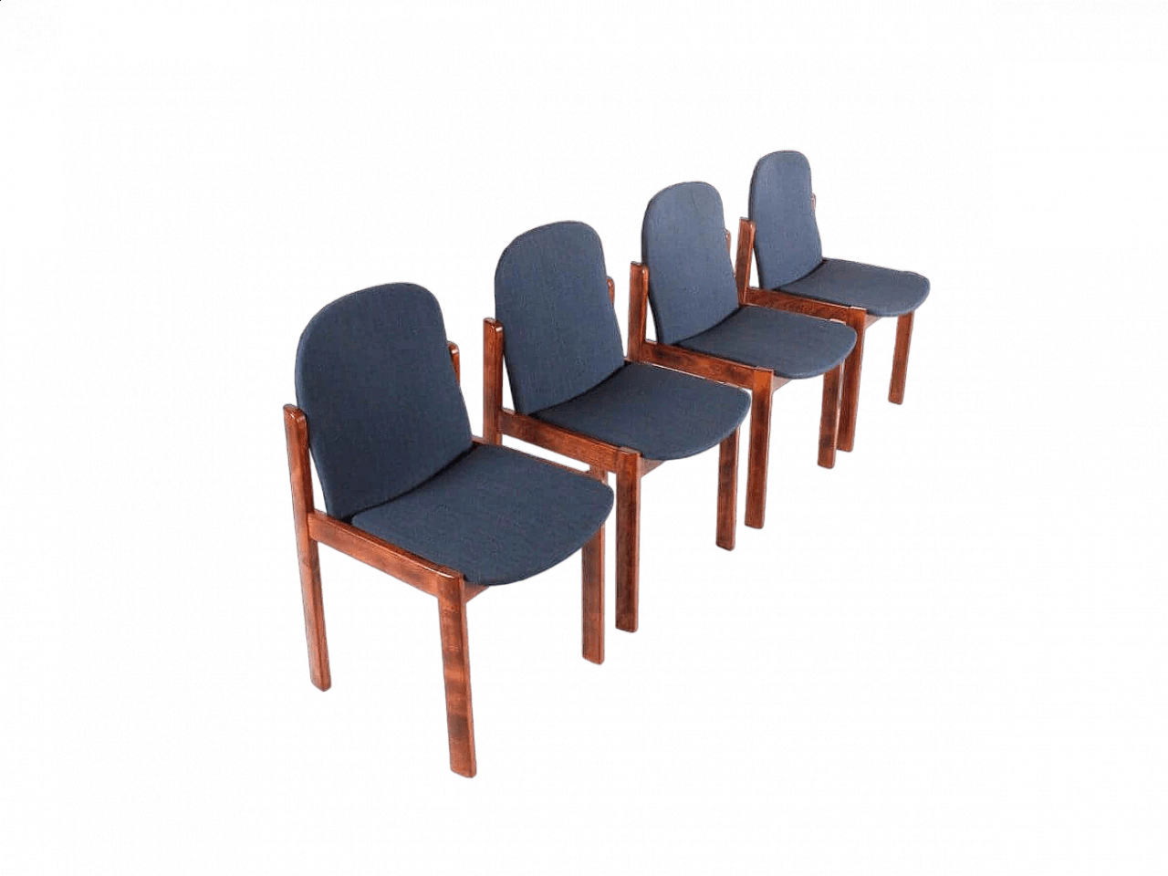 4 Chairs in wood and fabric, 1960s 9