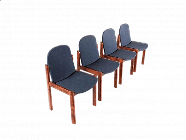 4 Chairs in wood and fabric, 1960s