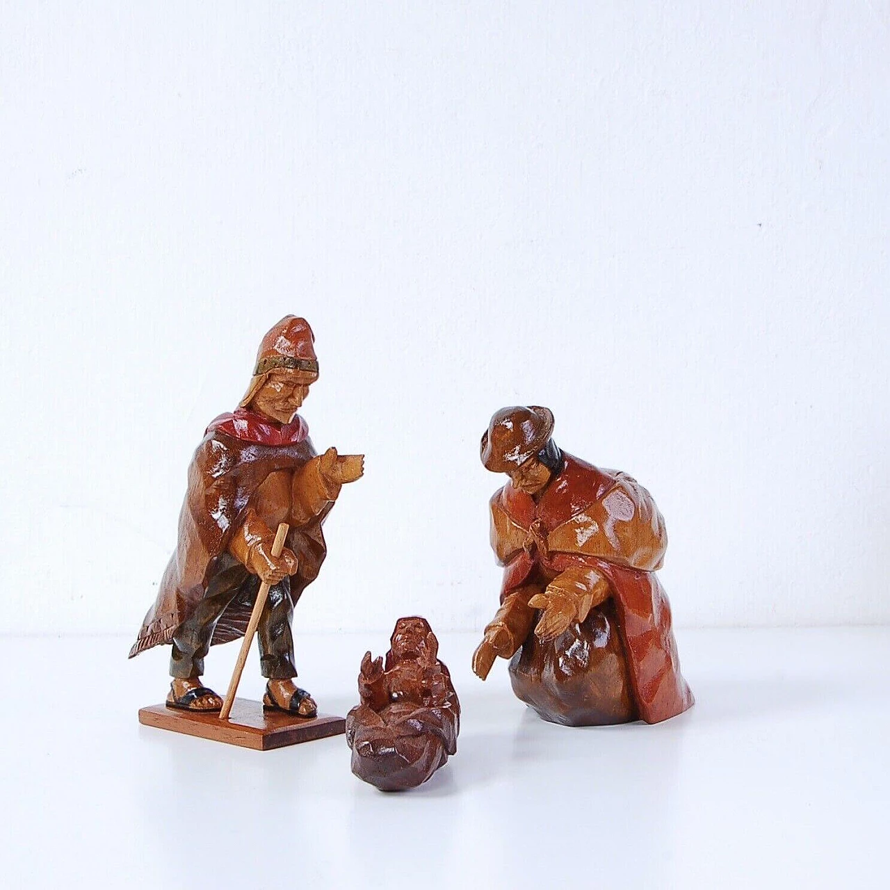 Carved wooden nativity, ethnic nativity scene, 2000s 2