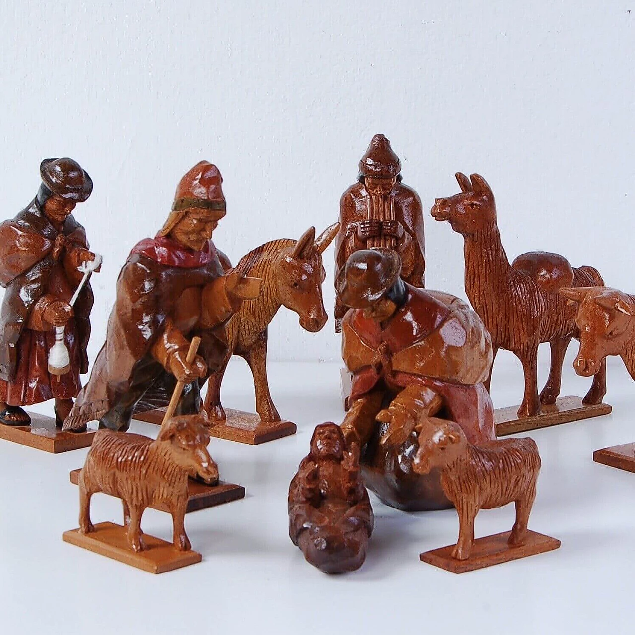 Carved wooden nativity, ethnic nativity scene, 2000s 12