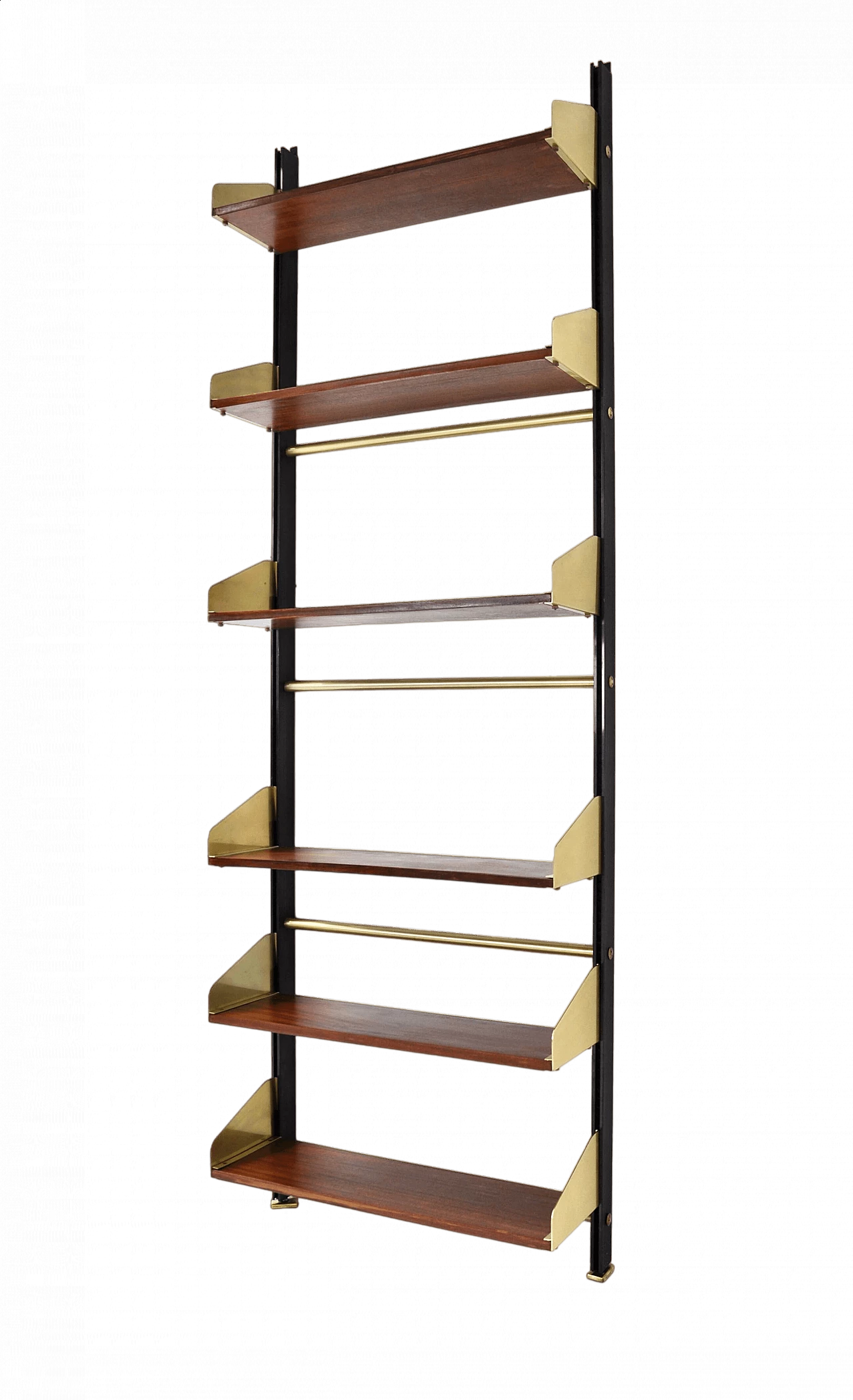 Wood and metal modular hanging bookcase by Feal, 1950s 9