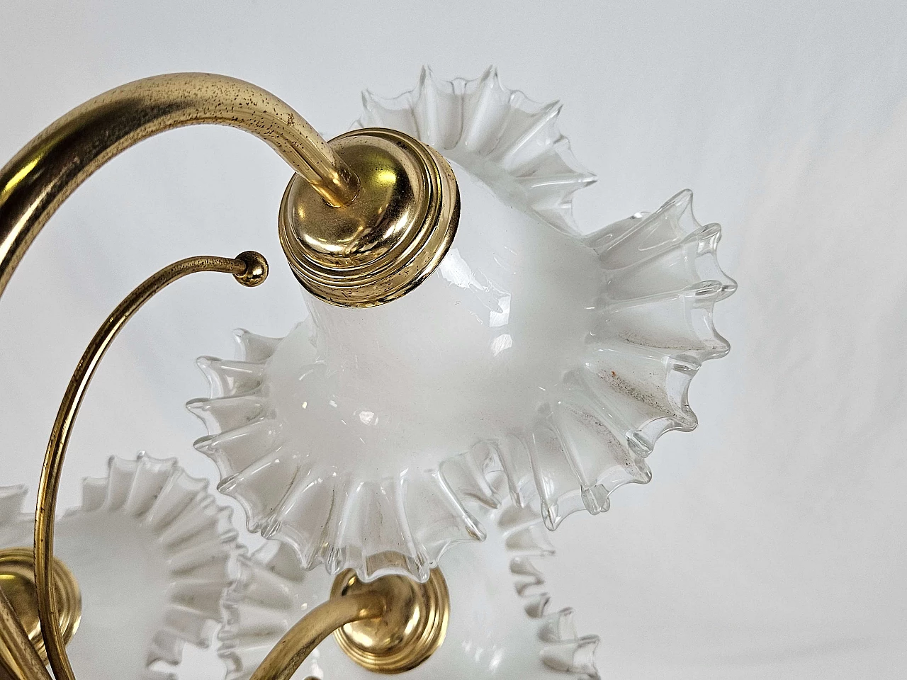 Ceramic, brass and Murano glass chandelier, 1970s 28