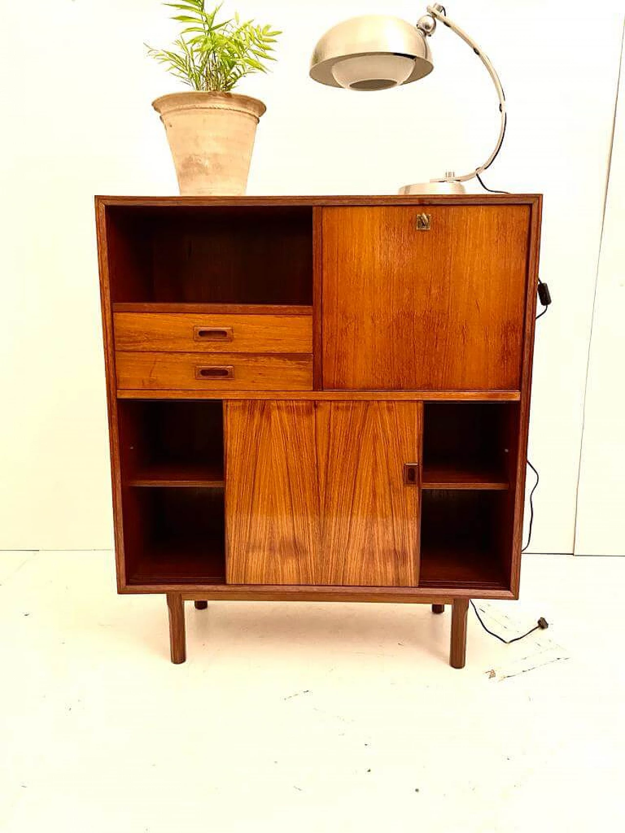 Teak veneered wood sideboard in Scandinavian style, 1950s 3