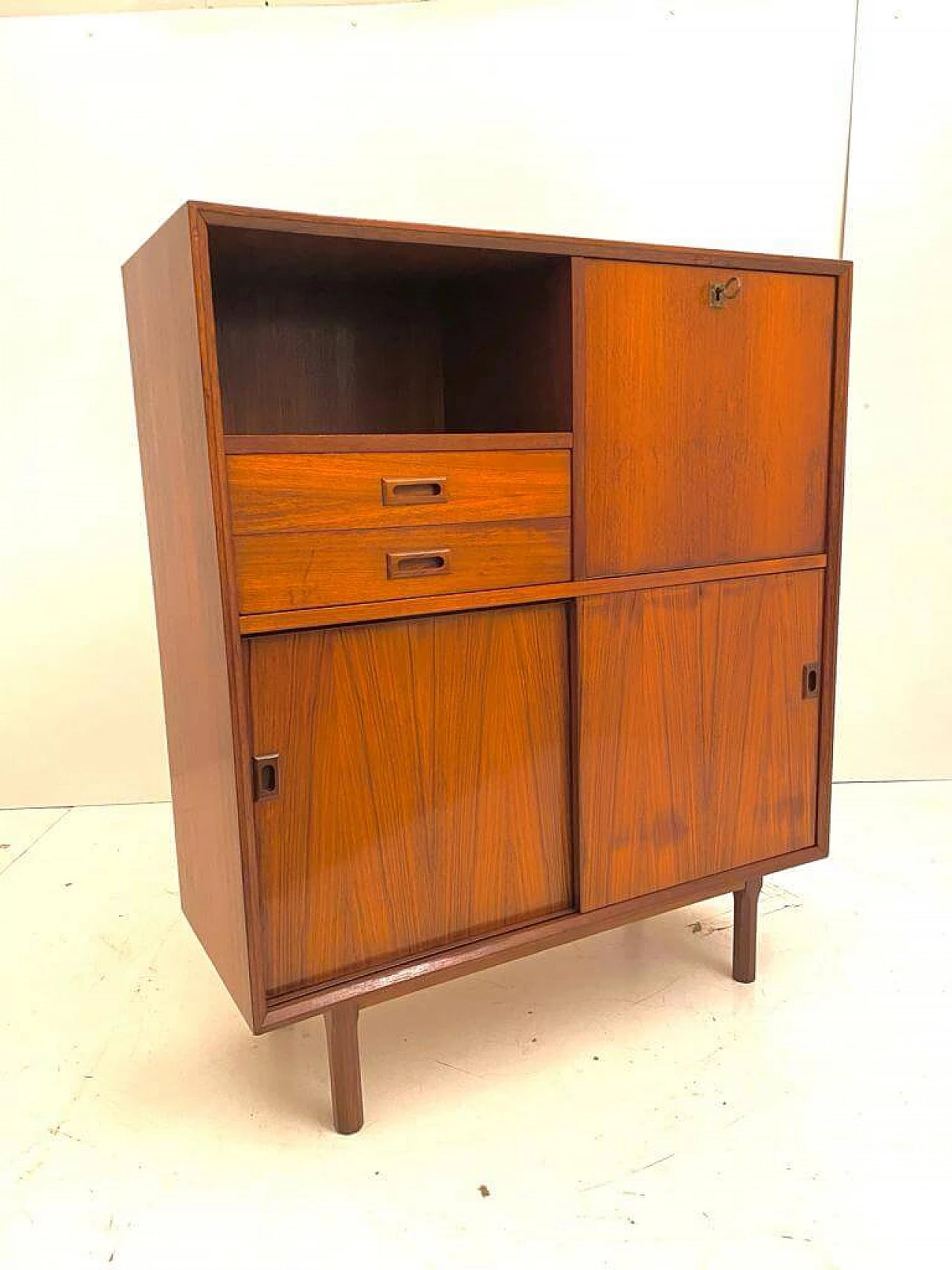 Teak veneered wood sideboard in Scandinavian style, 1950s 9