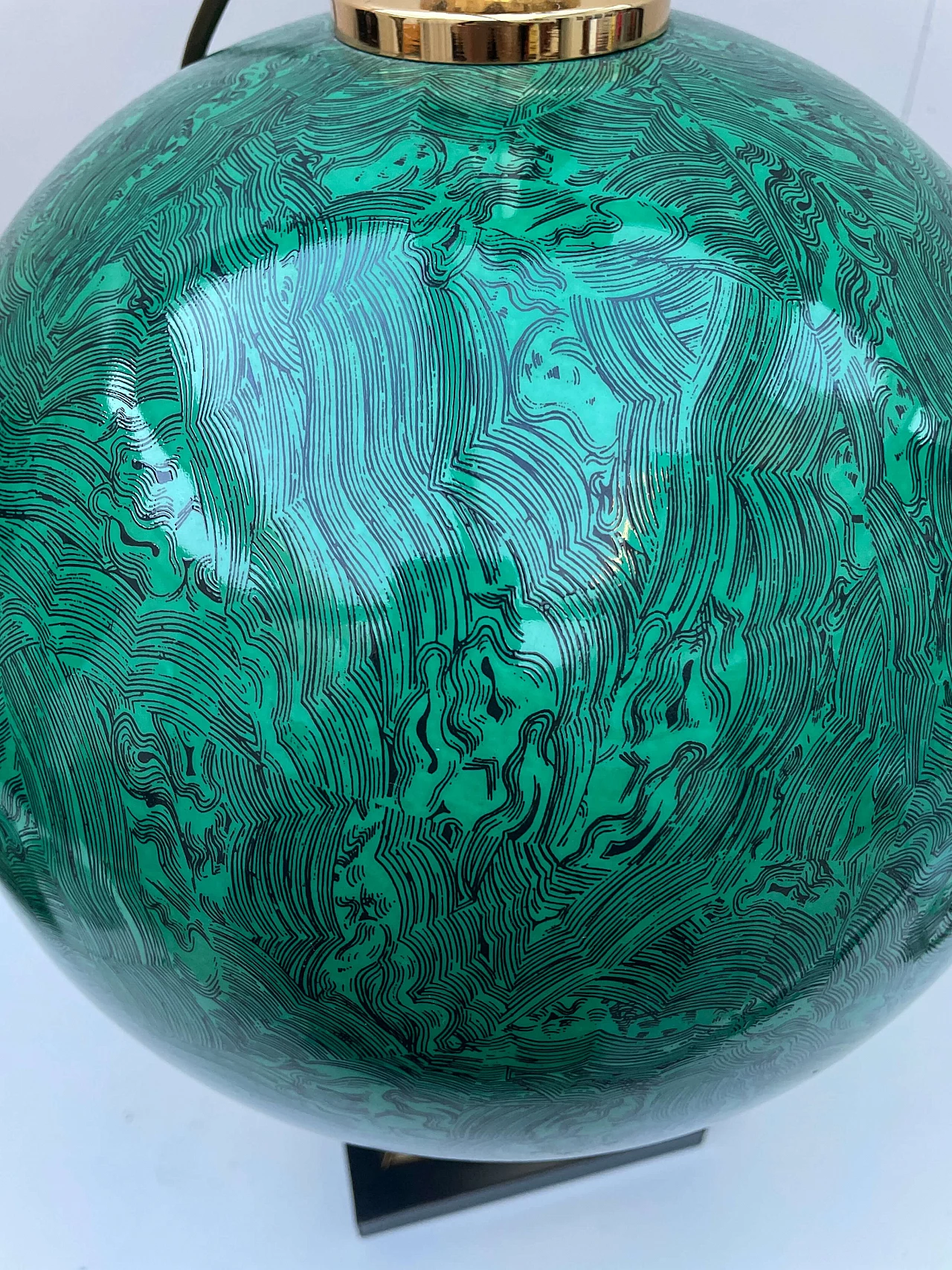 Lampada da tavolo in porcellana malachite di Mangani Porcellane d'Arte, anni '70 4