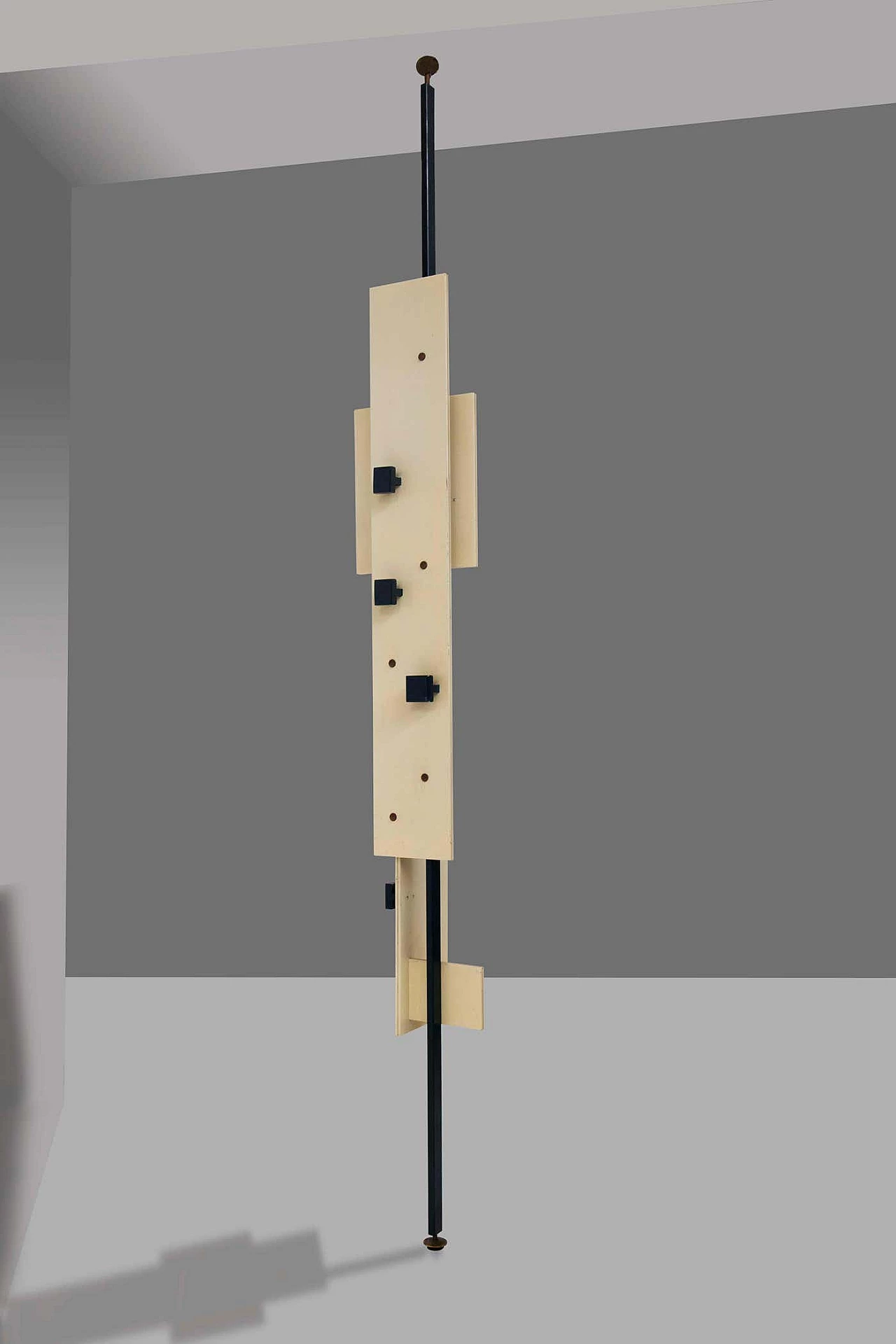 Blue and beige metal and wood coat stand, 1950s 9