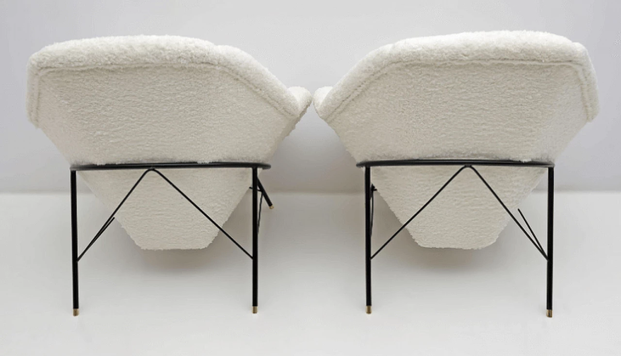 Pair of metal and bouclé armchairs in the style of Augusto Bozzi, 1980s 14