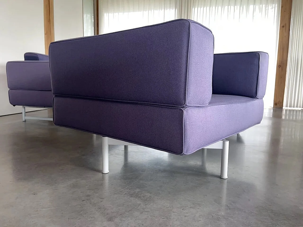 Purple wool Reef sofa and pair of armchairs by Piero Lissoni for 