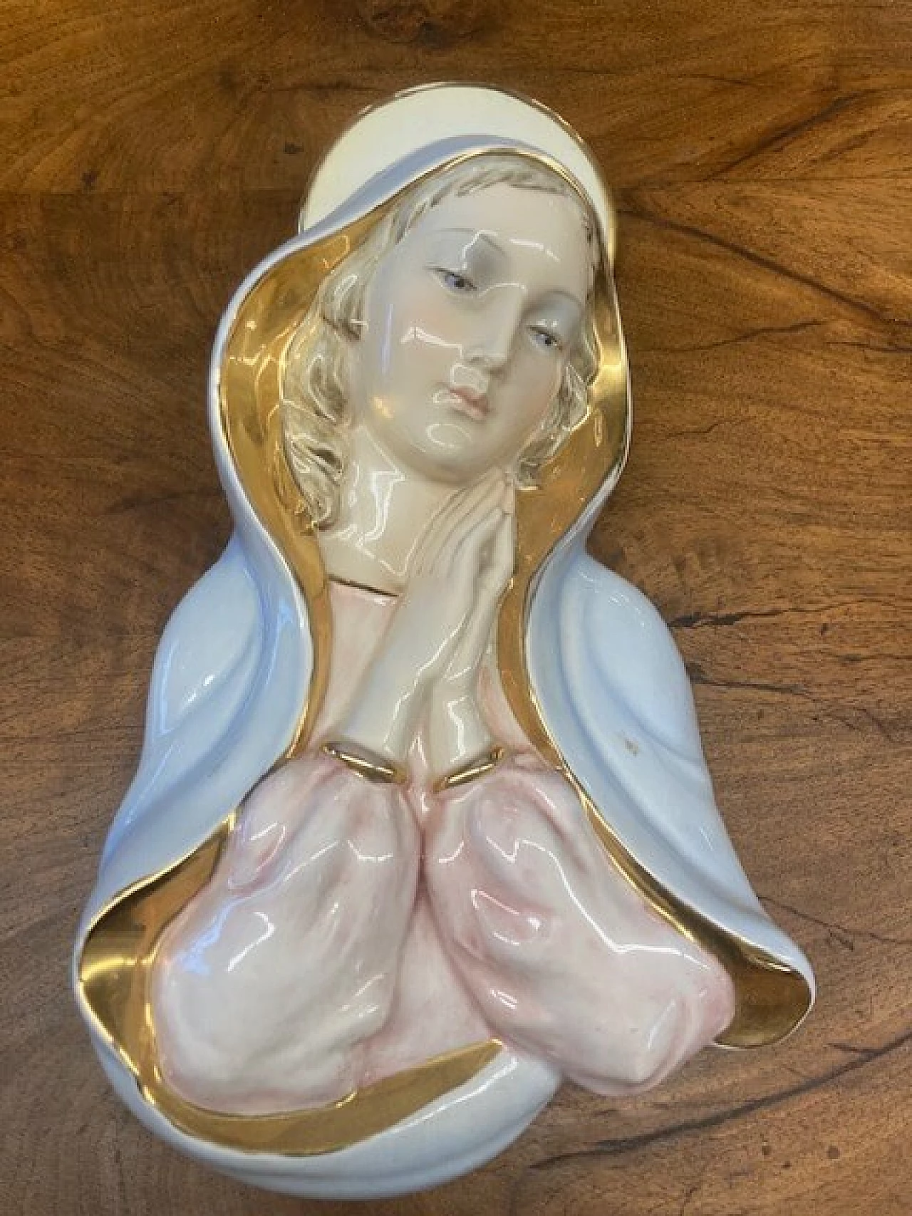 Ceramic Madonna with gold trim, 1950s 1