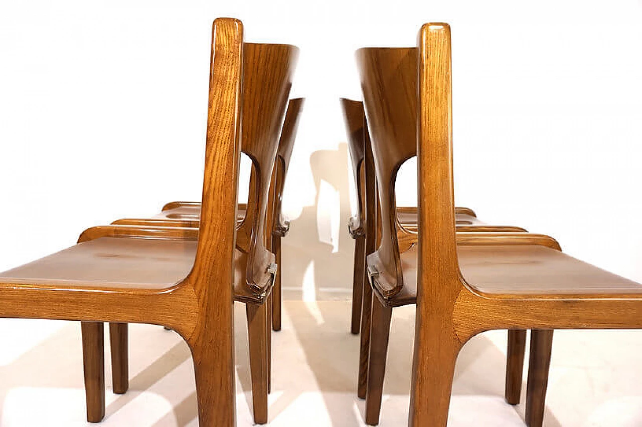 4 Pozzi dining chairs in wood by Augusto Savini, 1970s 6