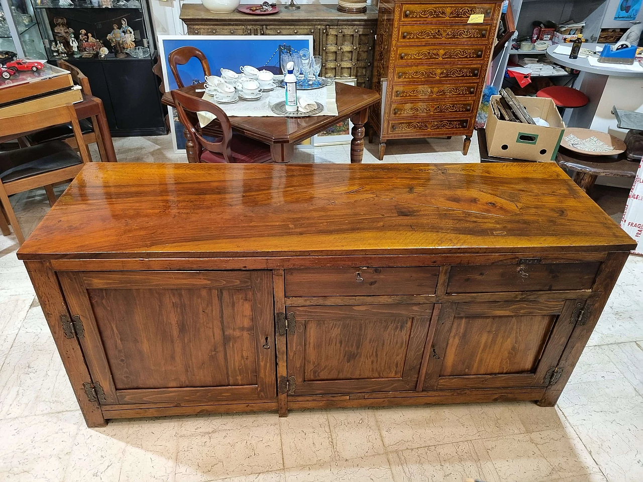 Credenza Carlo X in noce nazionale massello, inizio '800 1