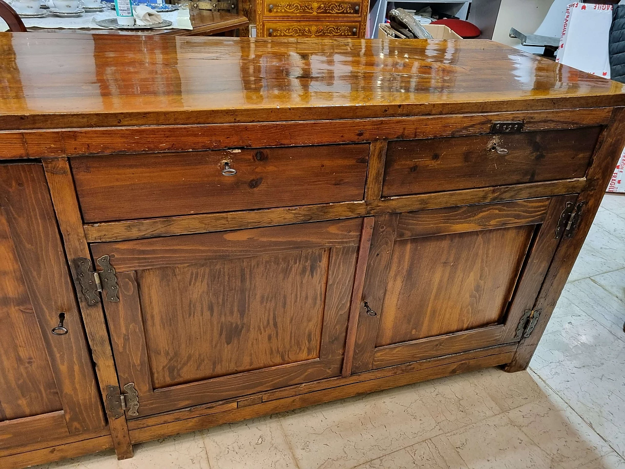 Credenza Carlo X in noce nazionale massello, inizio '800 3