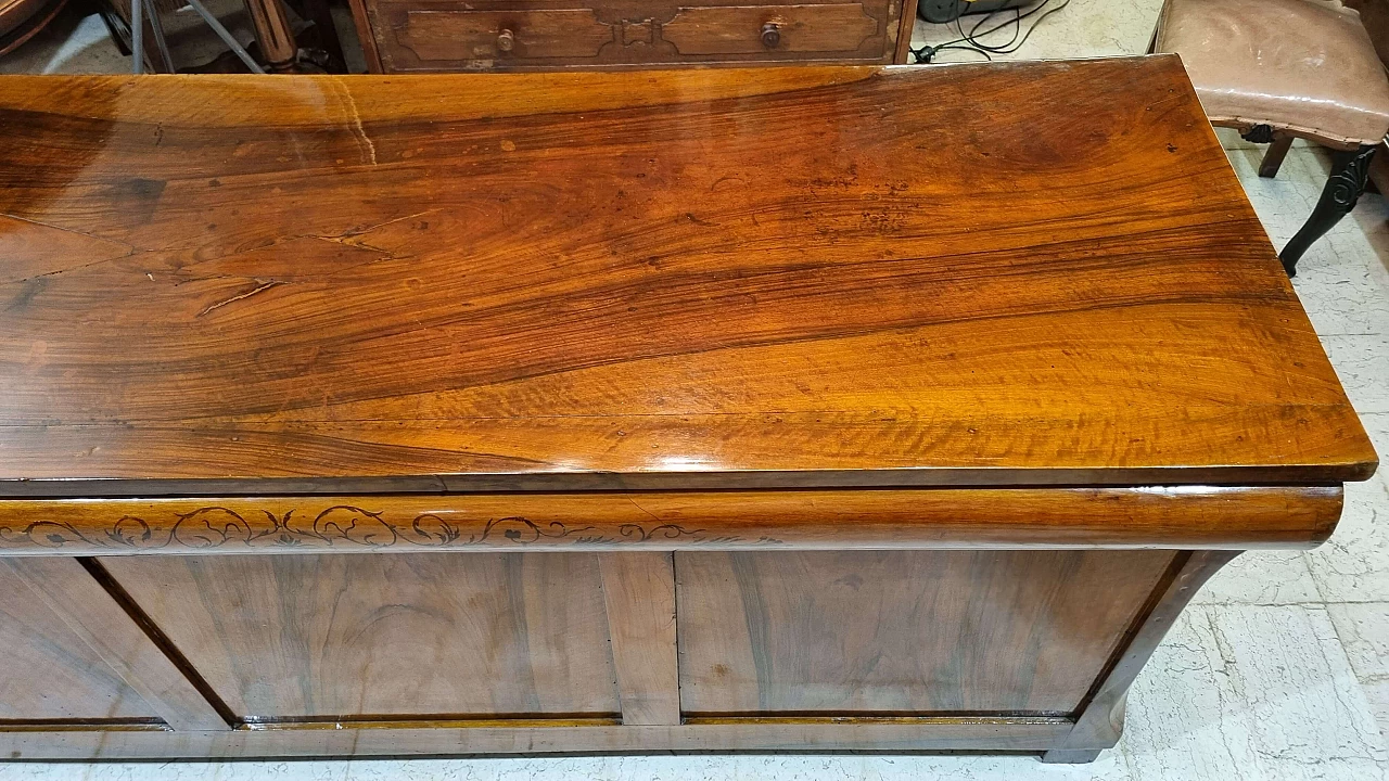 Credenza Carlo X in noce nazionale massello, inizio '800 12