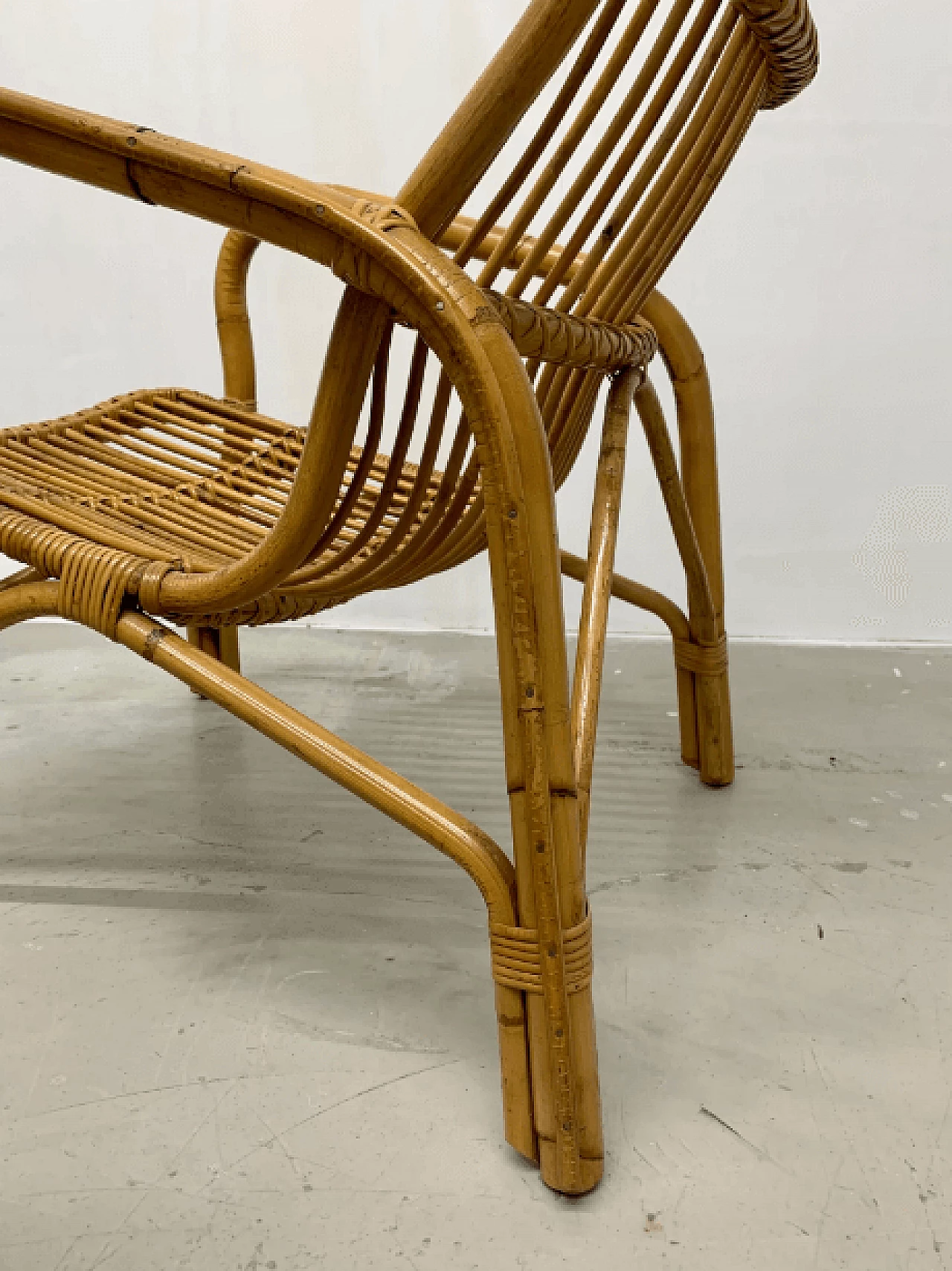 High back rattan armchair, 1960s 1