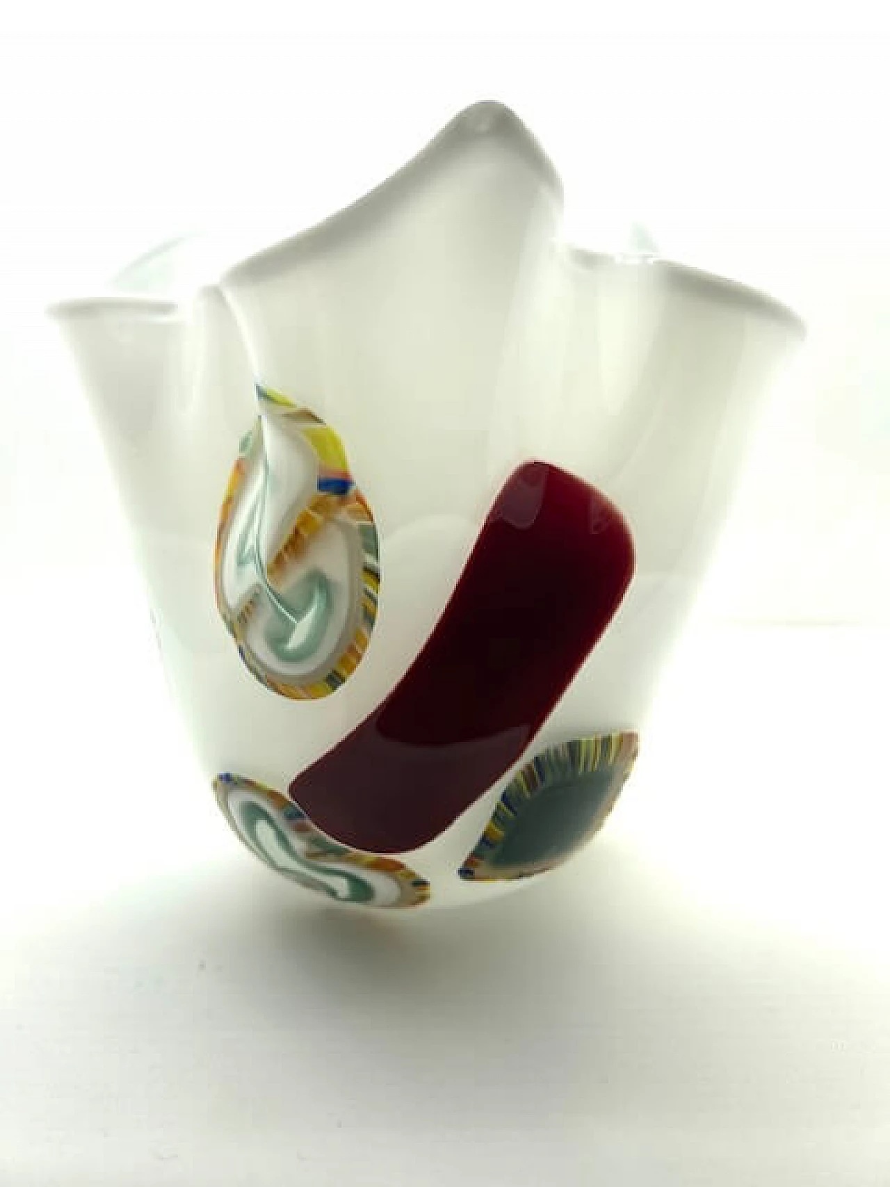 Vaso a foulard fatto a mano in vetro di Murano, anni '2000 1