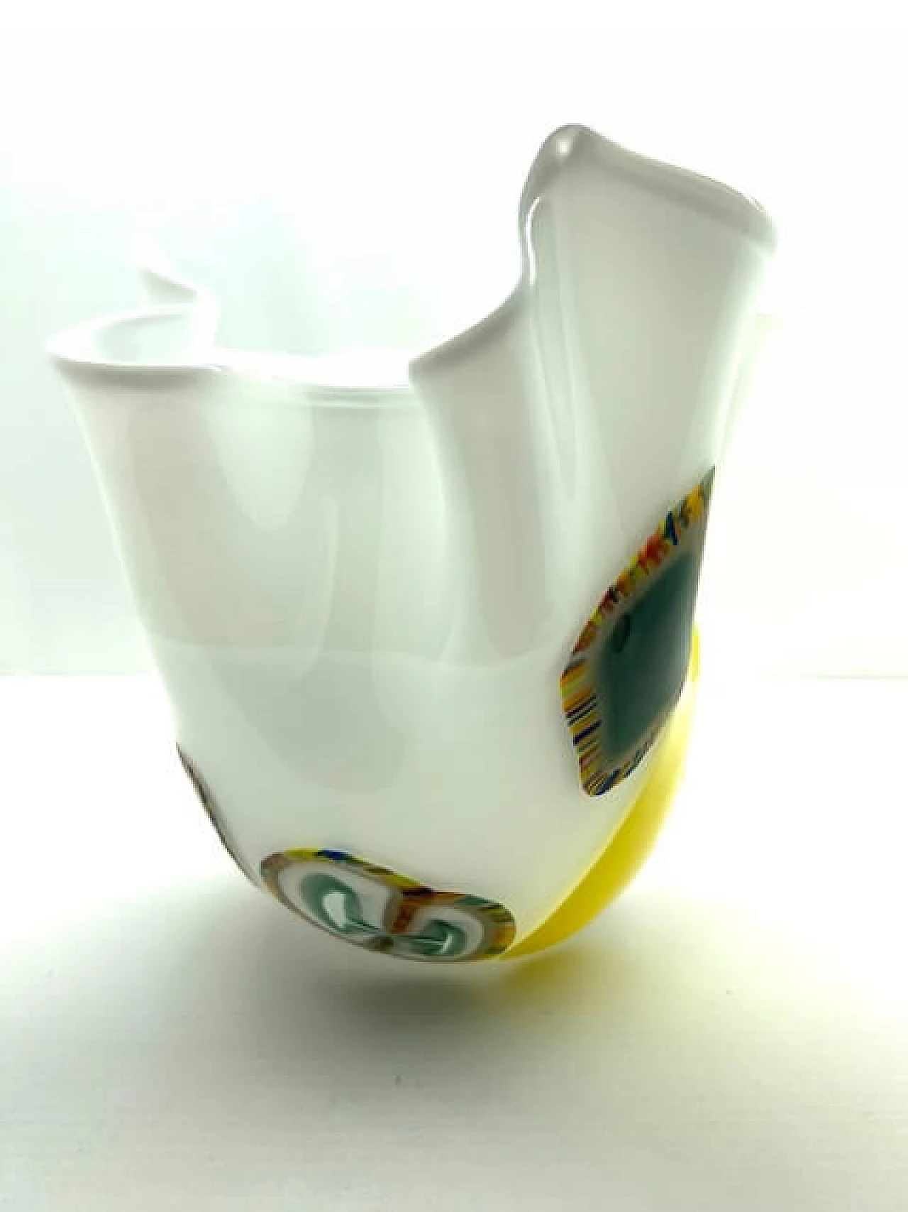 Vaso a foulard fatto a mano in vetro di Murano, anni '2000 2