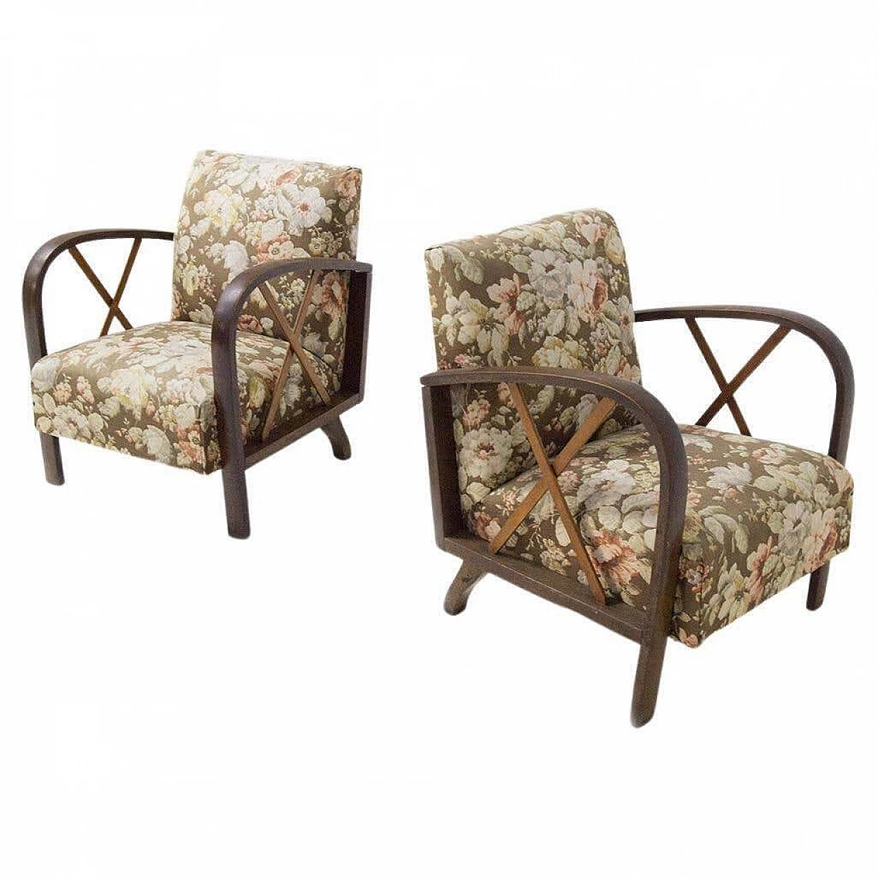 Pair of floral patterned armchairs attributed to Paolo Buffa, 1950s 8