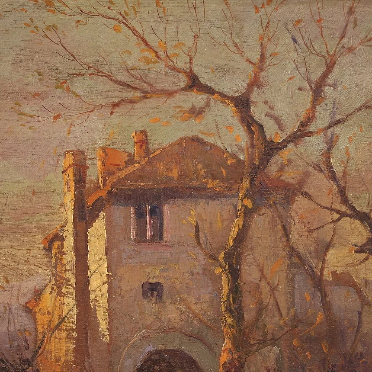 Berto Ferrari, country landscape, oil painting on panel 5