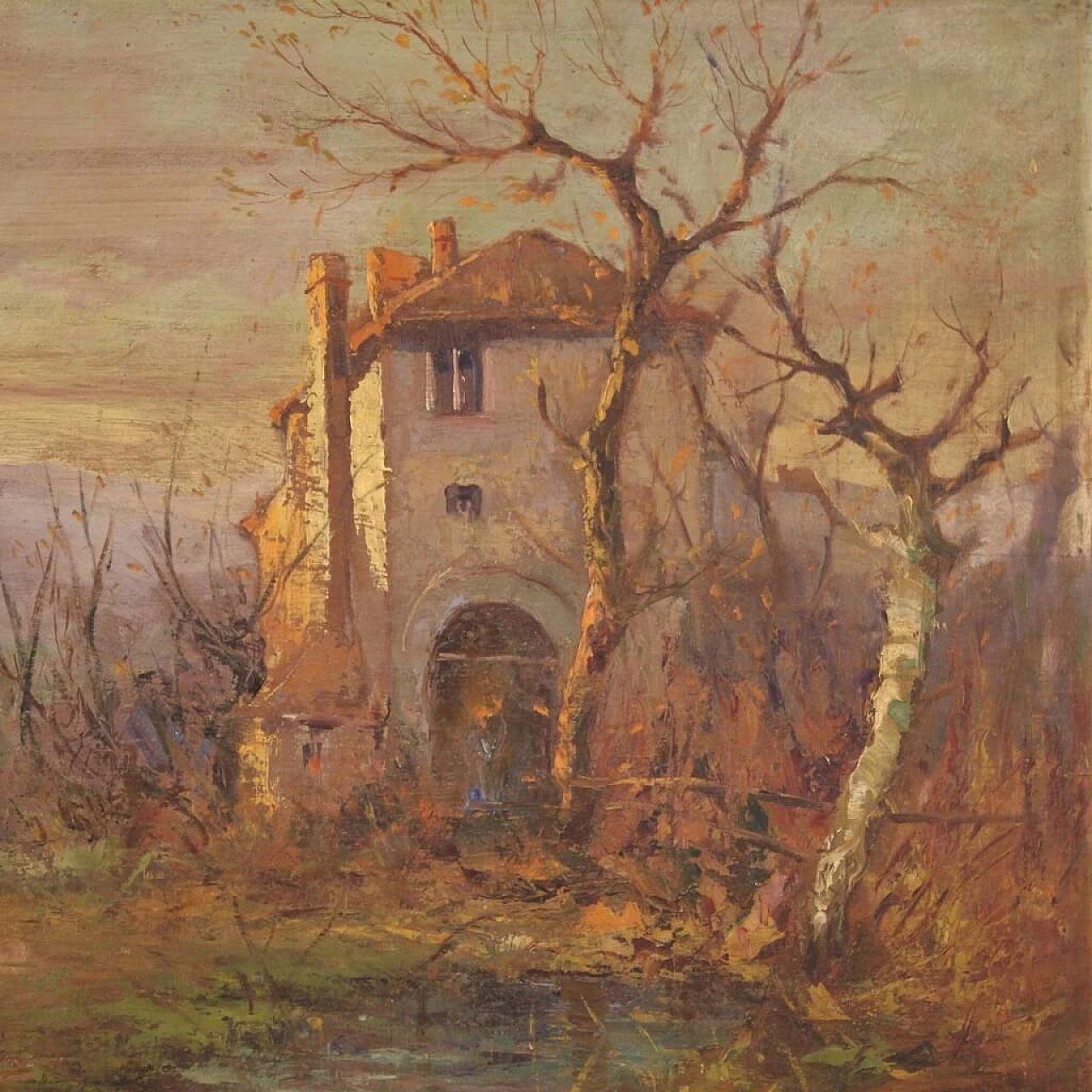 Berto Ferrari, country landscape, oil painting on panel 7