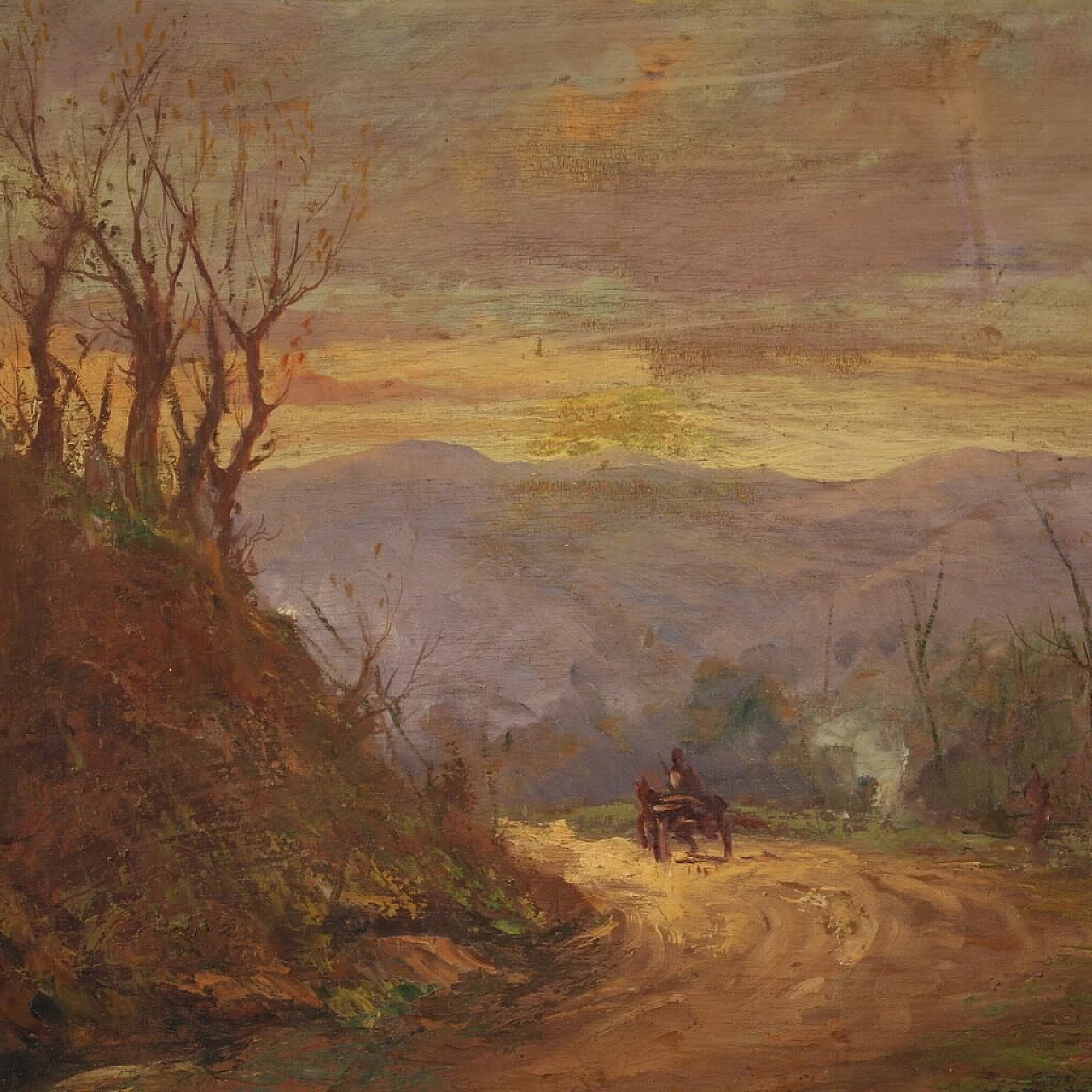 Berto Ferrari, country landscape, oil painting on panel 8