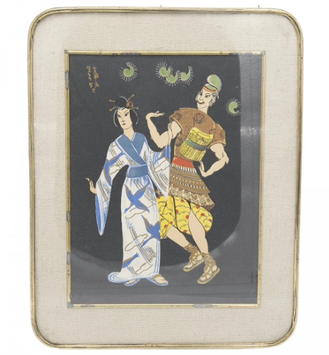 Traditional dance, painting on cardboard, early 20th century 1