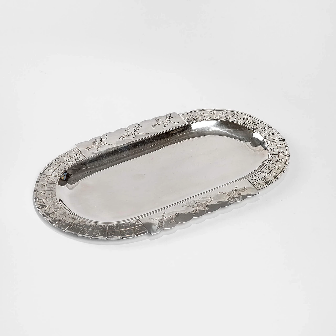 Decorated silver tray by Nino Ferrari, 1930s 1