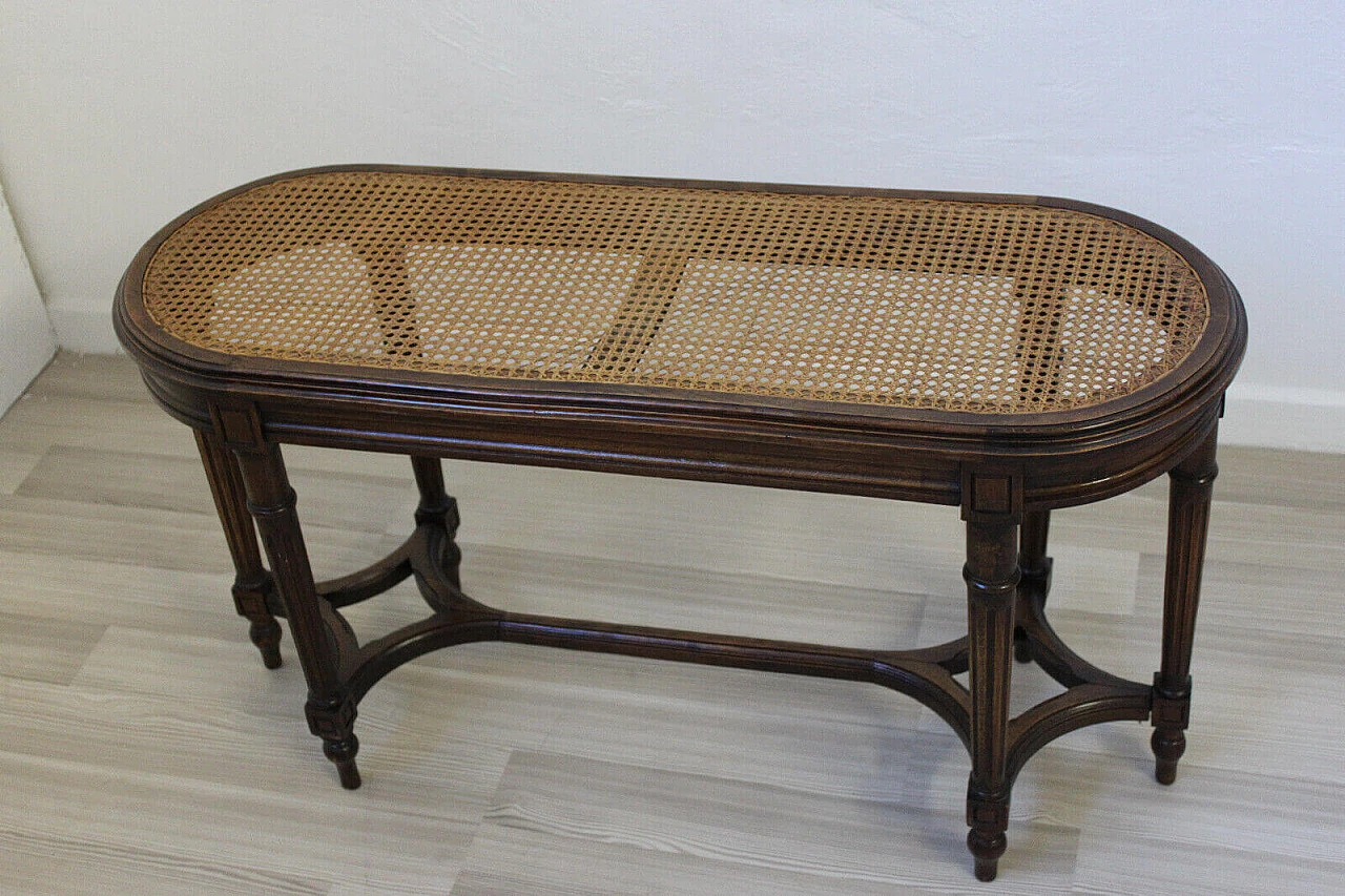 Louis Philippe bench with woven Vienna straw seat, 19th century 1