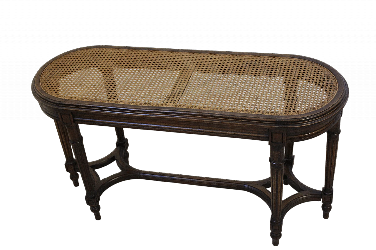 Louis Philippe bench with woven Vienna straw seat, 19th century 13