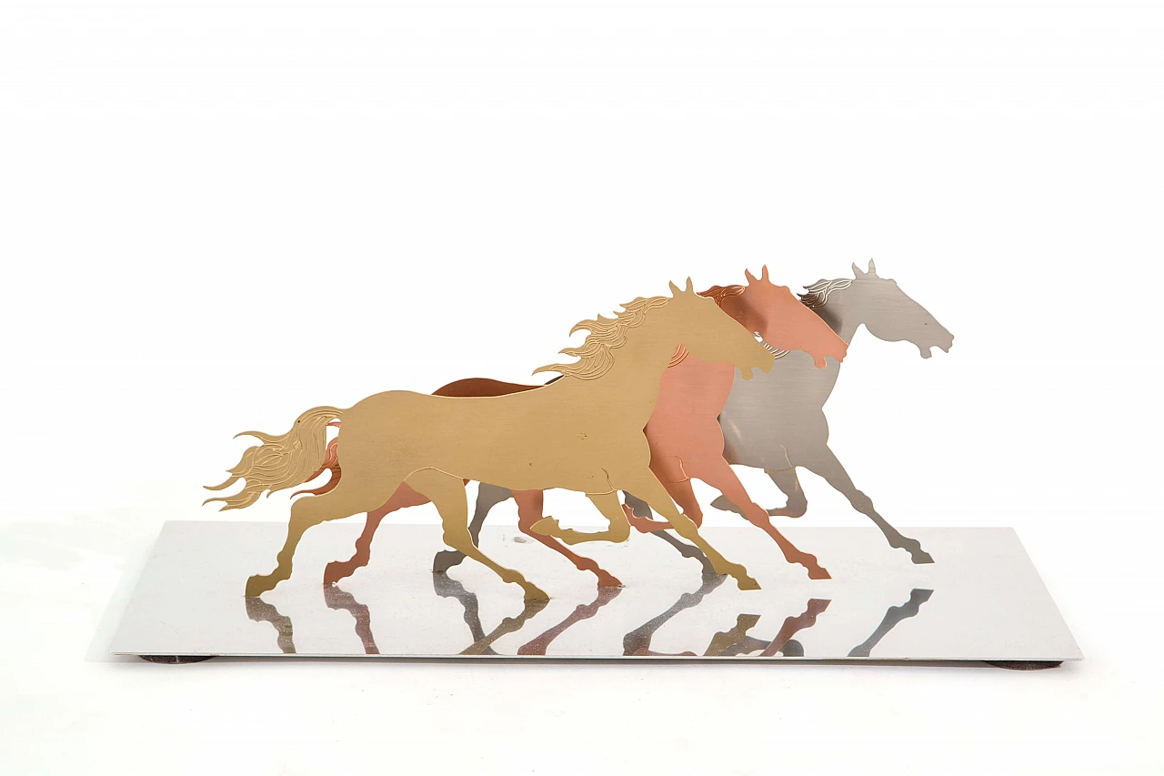Mario Ceroli, Running horses, metal sculpture 1