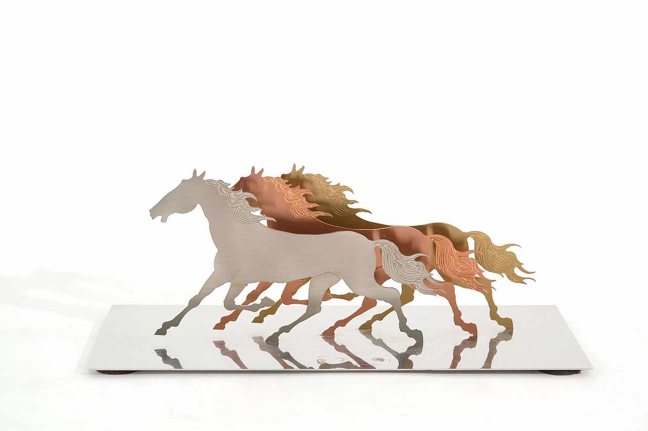 Mario Ceroli, Running horses, metal sculpture 2