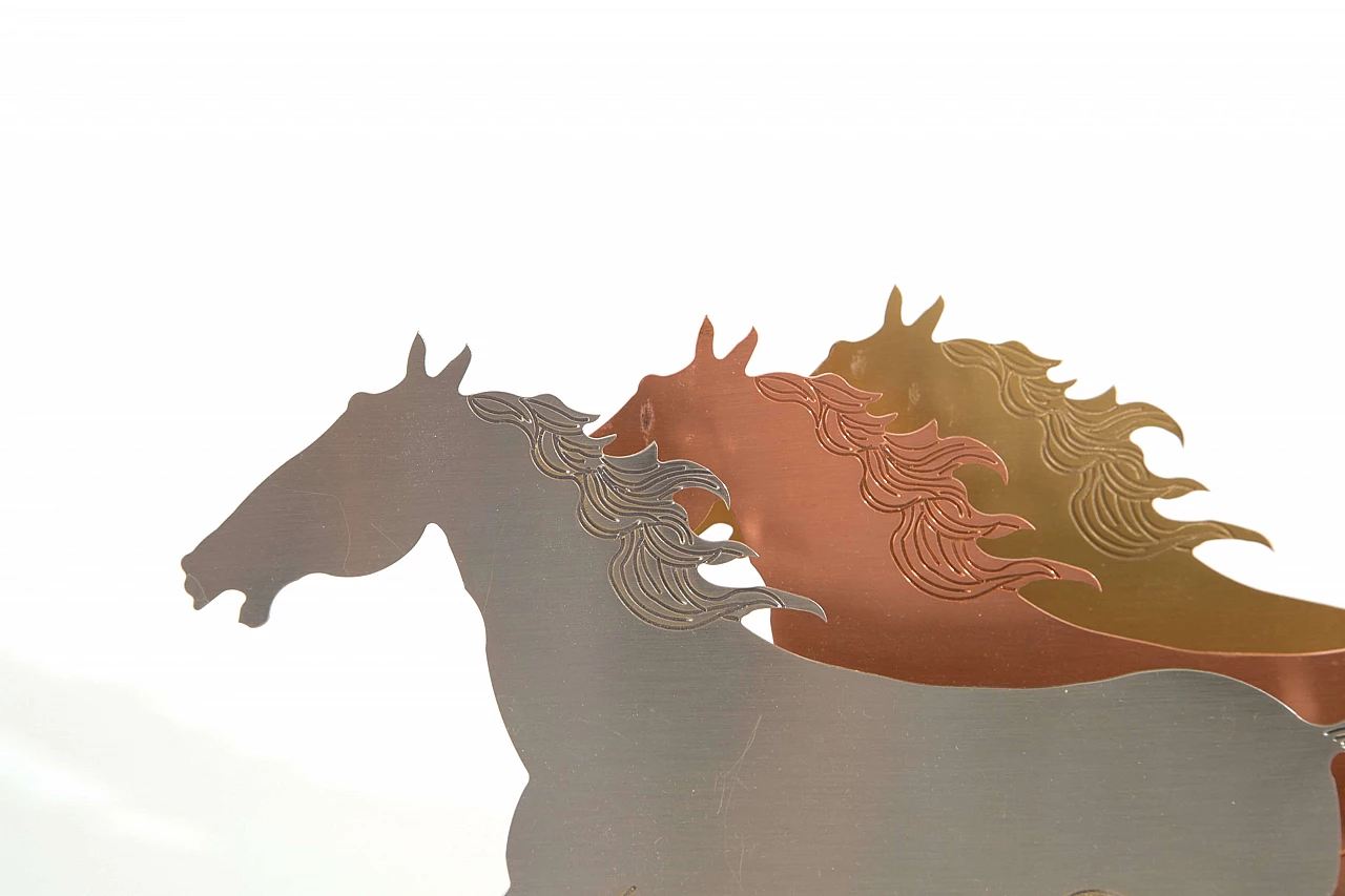 Mario Ceroli, Running horses, metal sculpture 3