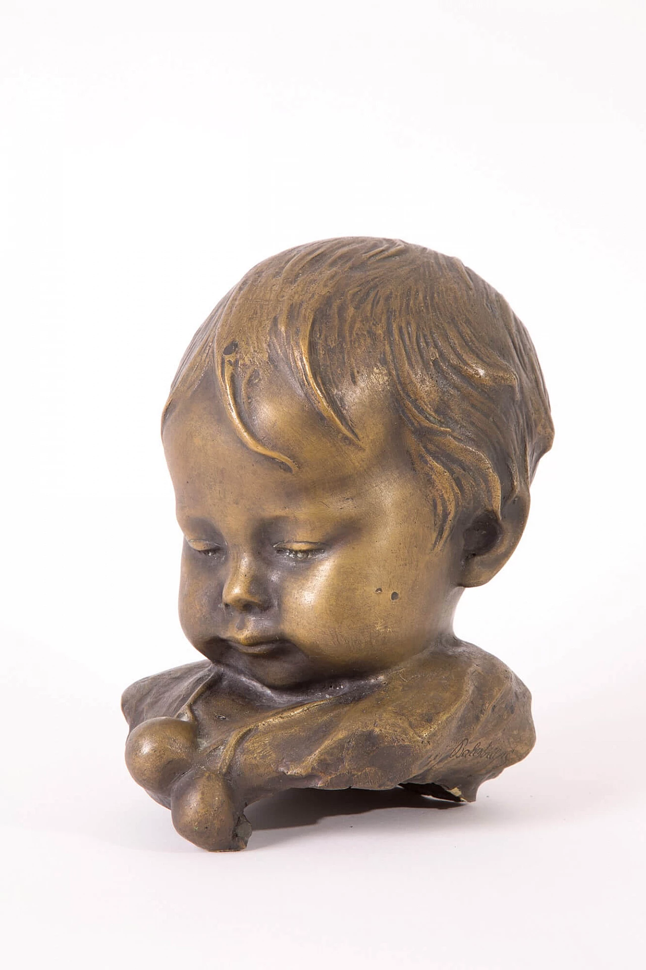 Bernardo Balestrieri, child's head, bronze sculpture 1