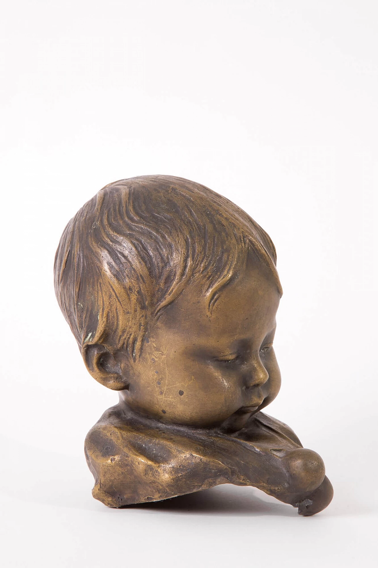 Bernardo Balestrieri, child's head, bronze sculpture 2