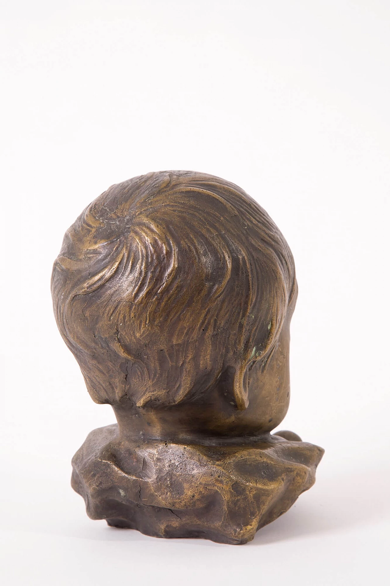 Bernardo Balestrieri, child's head, bronze sculpture 3